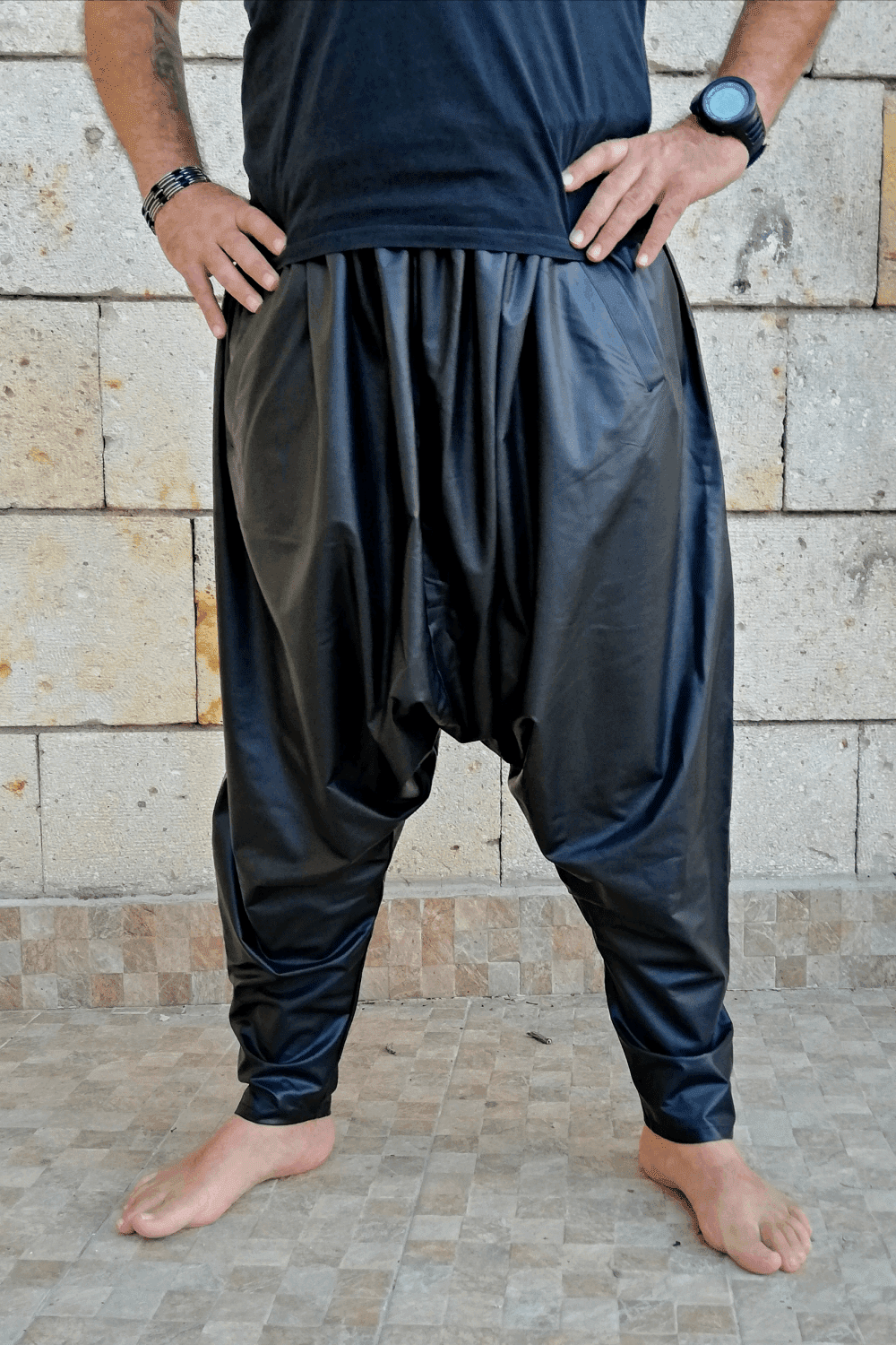 Sustainable  | BURNER Faux Leather Harem Pants by Odana's