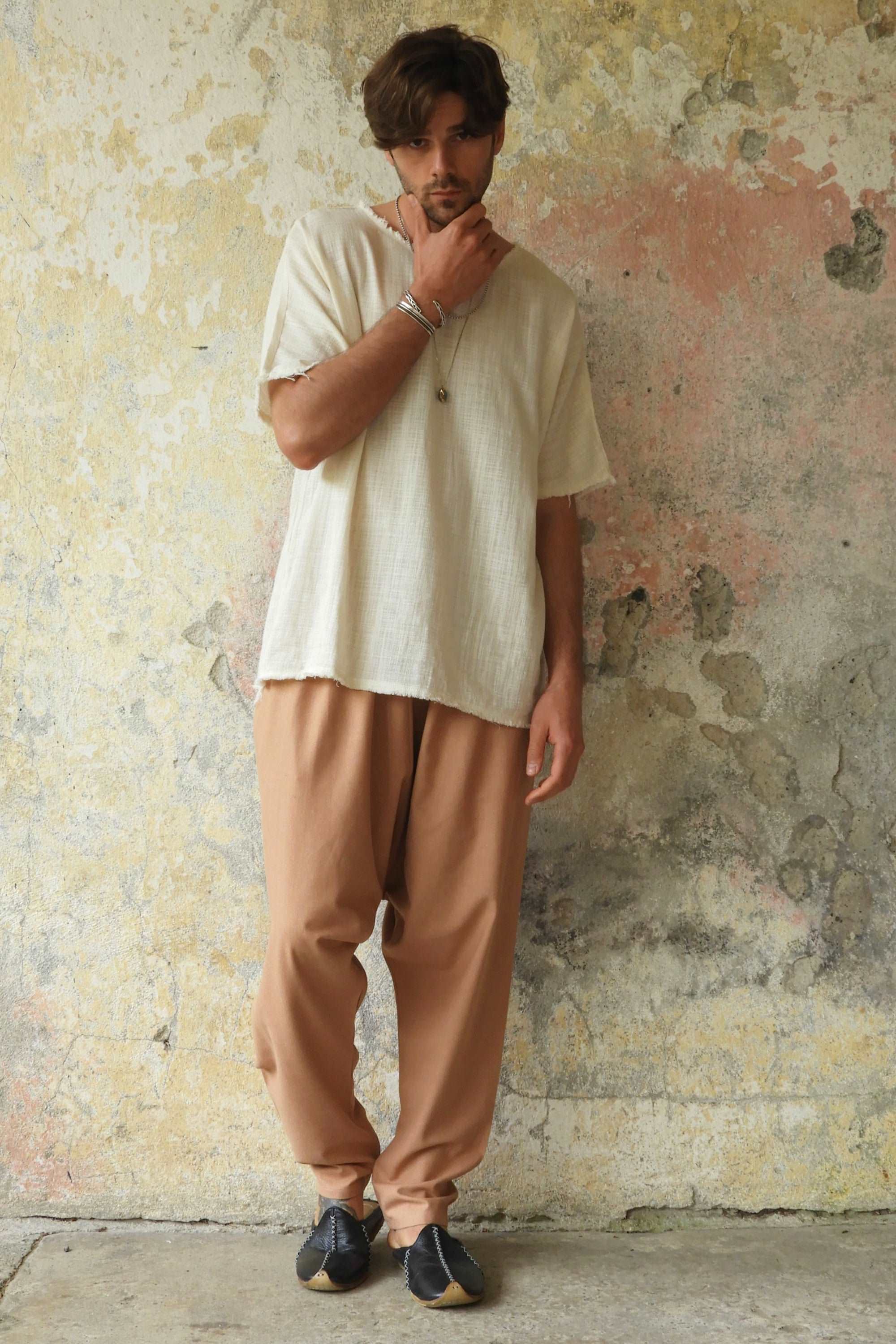 Odana's | Sustainable Gifts | MOON Gender Neutral Linen Blend Harem Pants (Black, Tan) | Linen Harem Pants | Sustainable Fashion