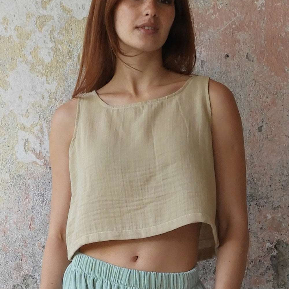 Odana's | Sustainable Gifts | BLOOM Organic Women's Double Gauze Top Beige | Tube Top | Sustainable Fashion