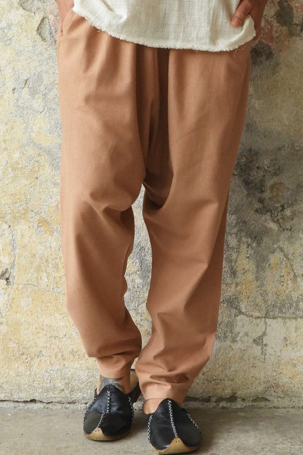 Sustainable  | MOON Men's Linen Blend Harem Pants (Black, Tan) by Odana's