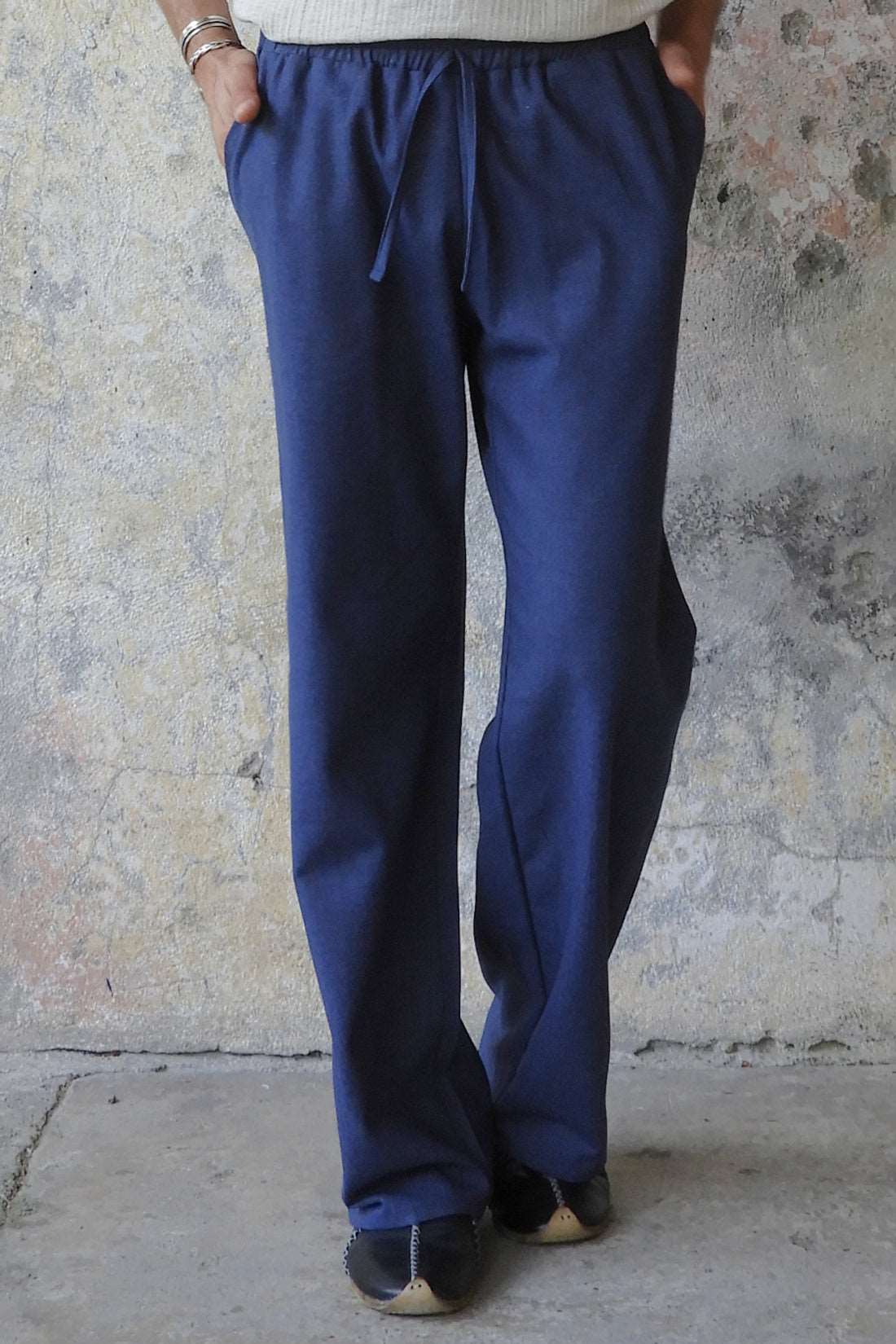 Odana's | Sustainable Gifts | BEACH Men's Linen Blend Pants (Dark Gray, Indigo Blue) Indigo Blue | Linen Pants | Sustainable Fashion