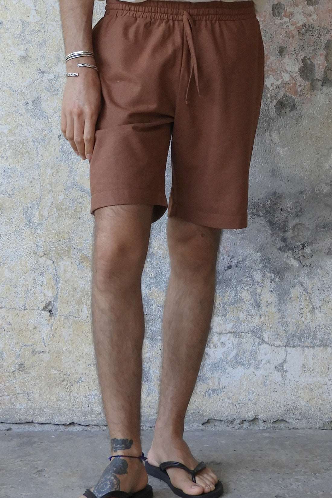 Sustainable  | BOREAS Linen Blend Shorts Man (Brown, Almond Green, Dark Gray) by Odana's