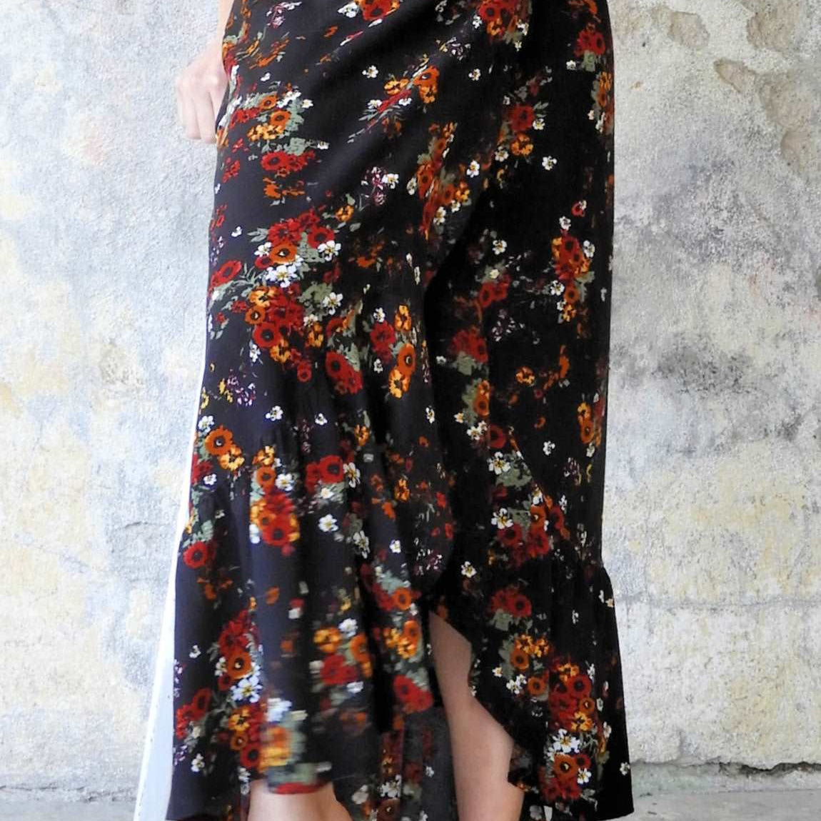 Odana's | Sustainable Gifts | FESTIVAL Wrap Skirt Black | Wrap Skirt | Sustainable Fashion