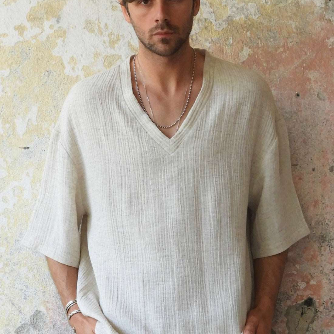 Odana's | Sustainable Gifts | HEMP Men's Shirt Light Beige (undyed) | Hemp Shirts | Sustainable Fashion