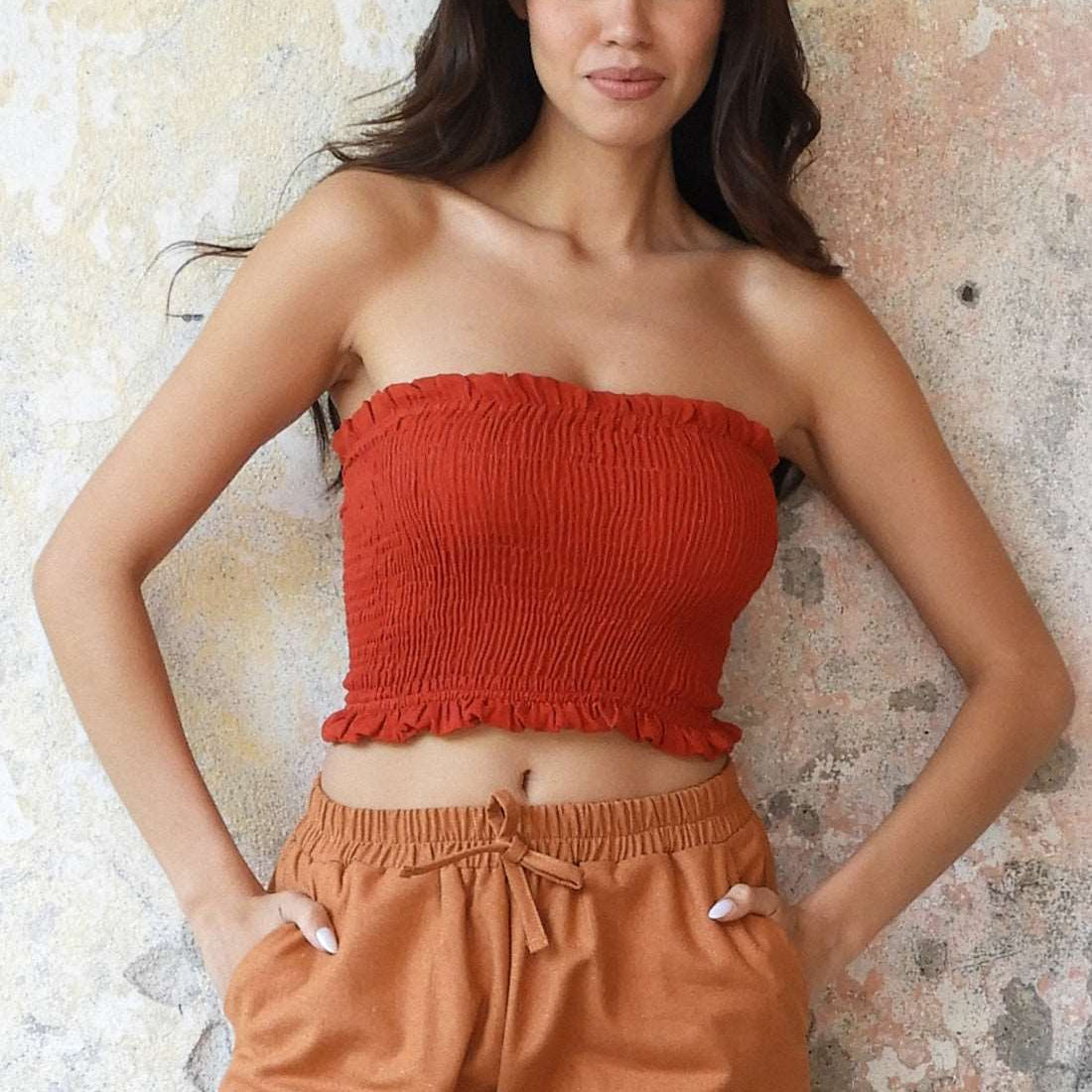 Odana's | Sustainable Gifts | LOTUS Women's Organic Gauze Cotton Tube Top Red | Tube Top | Sustainable Fashion