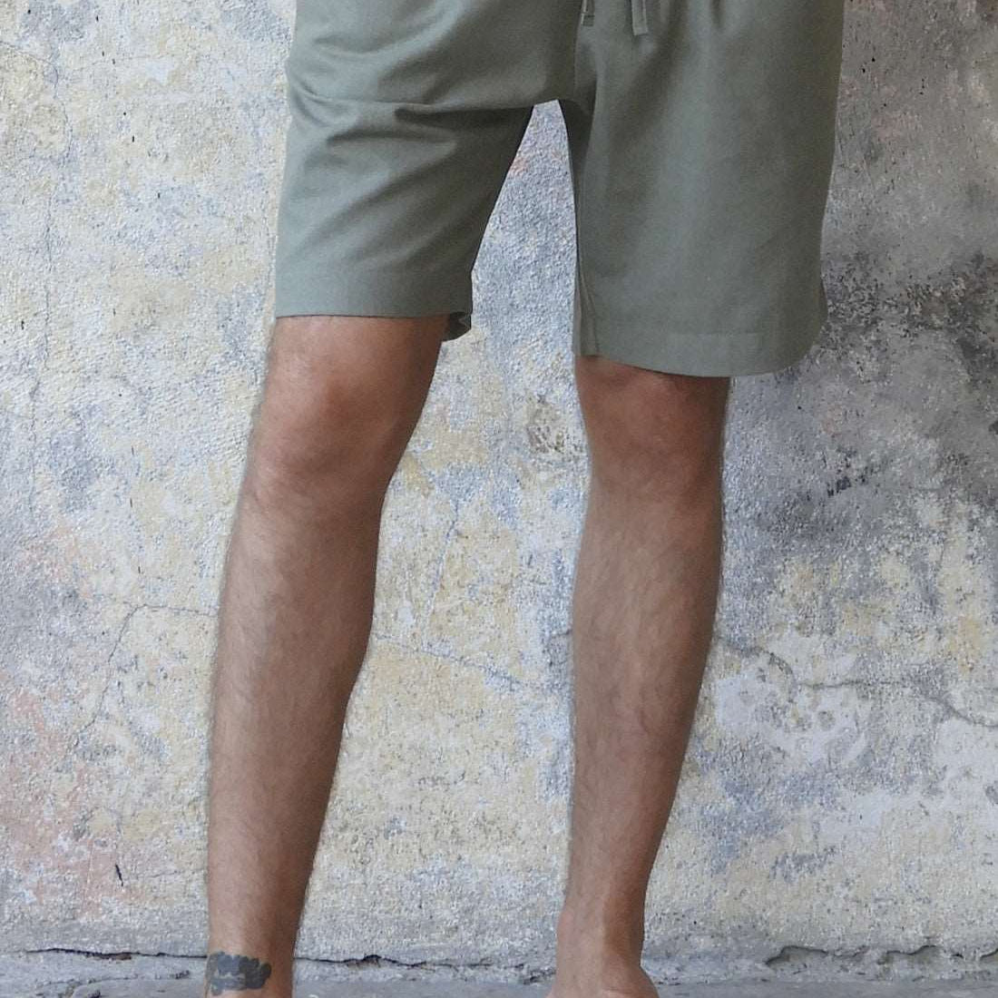 Odana's | Sustainable Gifts | BOREAS Linen Blend Shorts Man (Brown, Almond Green, Dark Gray) Almond Green | Linen Pants | Sustainable Fashion