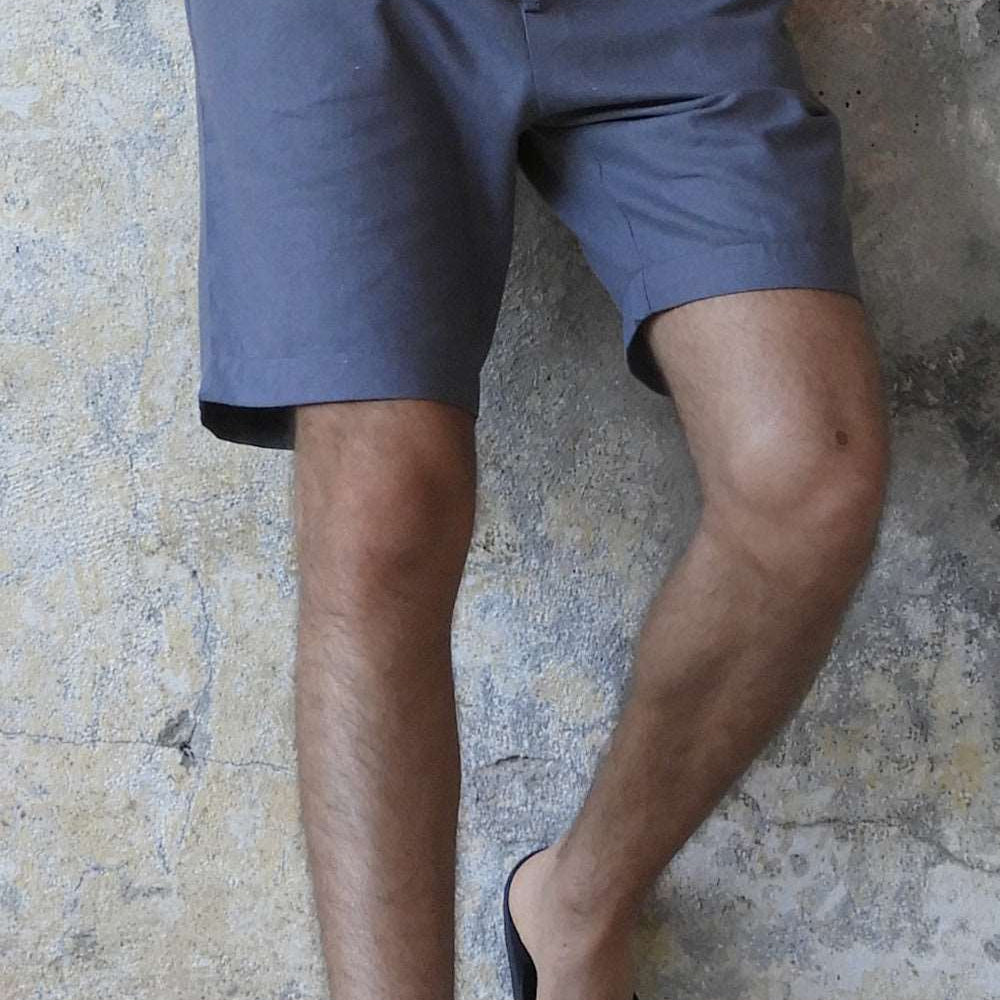 Odana's | Sustainable Gifts | BOREAS Linen Blend Shorts Man (Brown, Almond Green, Dark Gray) Dark Gray | Linen Pants | Sustainable Fashion