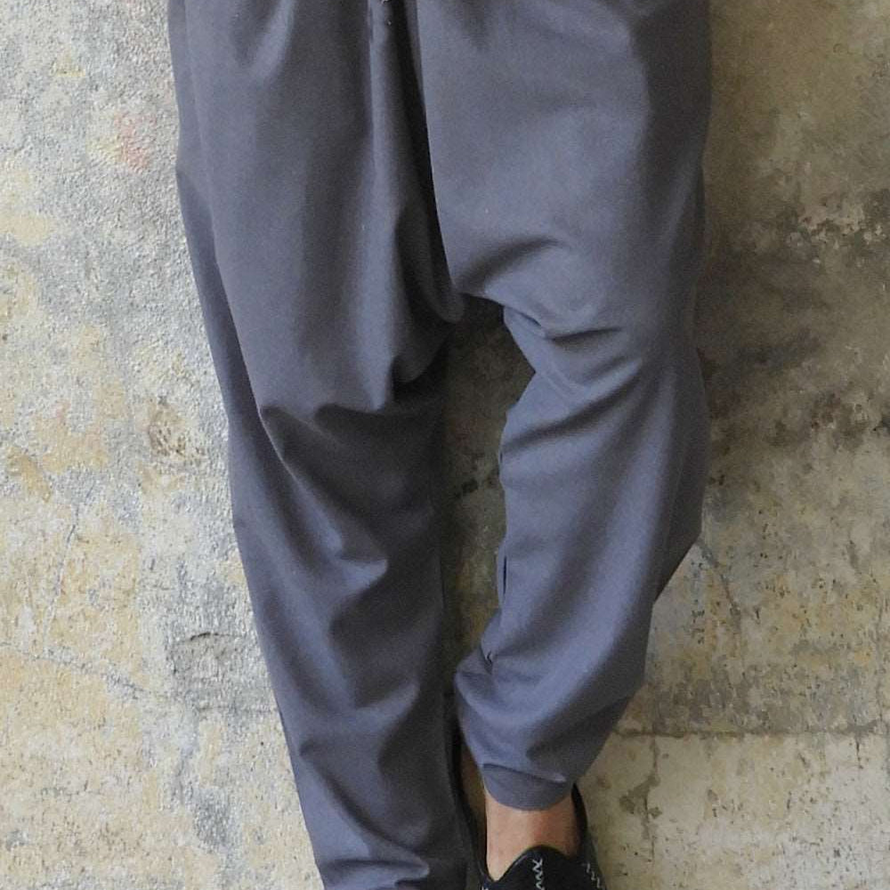 Odana's | Sustainable Gifts | MOON Men's Linen Blend Harem Pants (Dark Gray, Brown) Dark Gray | Linen Harem Pants | Sustainable Fashion