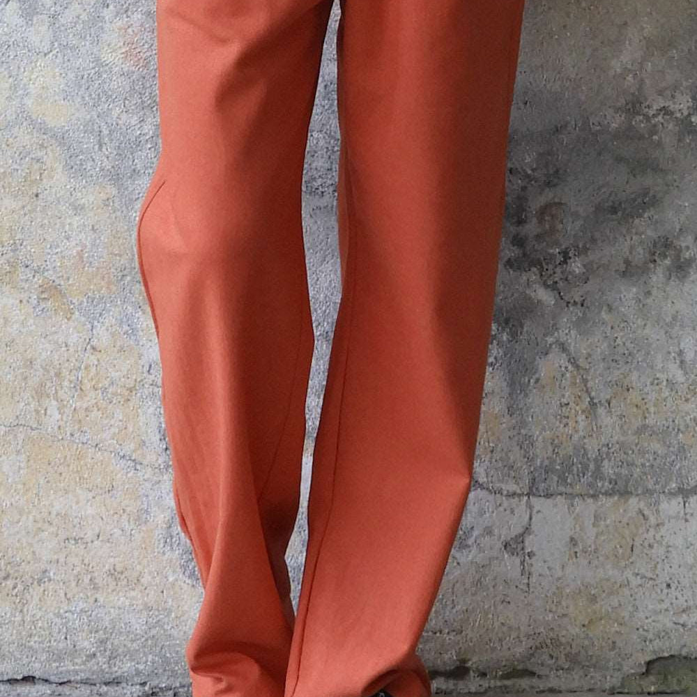 Odana's | Sustainable Gifts | BEACH Men's Linen Blend Pants (Burnt Orange, Green Almond) 4XL | Linen Pants | Sustainable Fashion