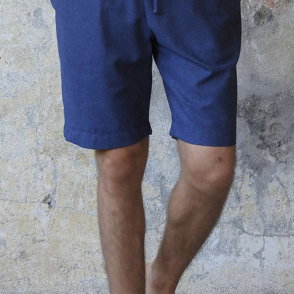 Odana's | Sustainable Gifts | BOREAS Linen Blend Shorts Man (Indigo Blue, Windsor Tan) Indigo Blue | Linen Pants | Sustainable Fashion