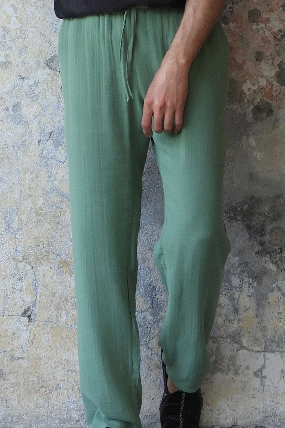 Odana's | Sustainable Gifts | DUNE Men's Organic Gauze Cotton Pants (Dark Blue, Green) Green | Cotton Pants | Sustainable Fashion