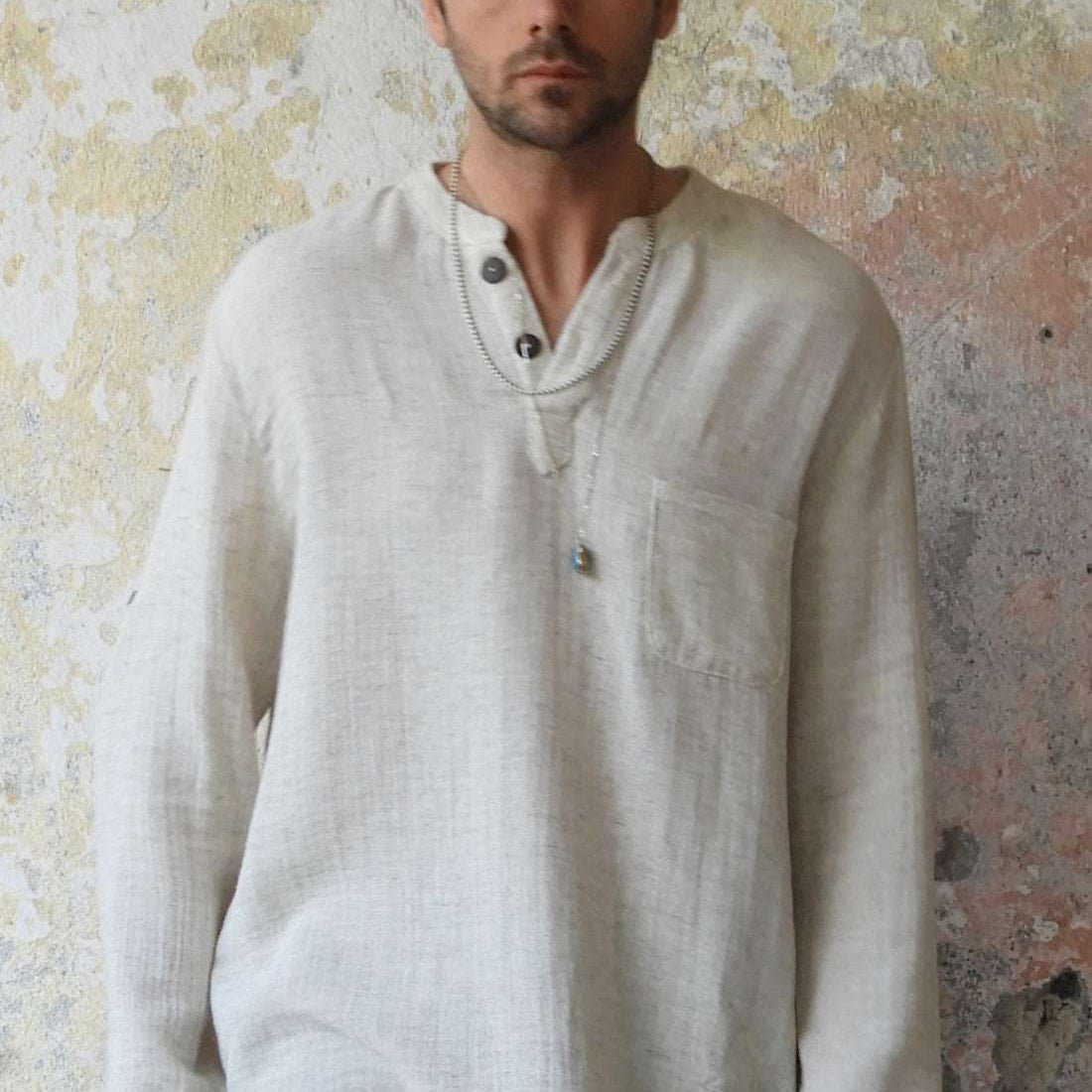 Odana's | Sustainable Gifts | CEREMONY Men's Hemp Shirt Beige | Shirts | Sustainable Fashion