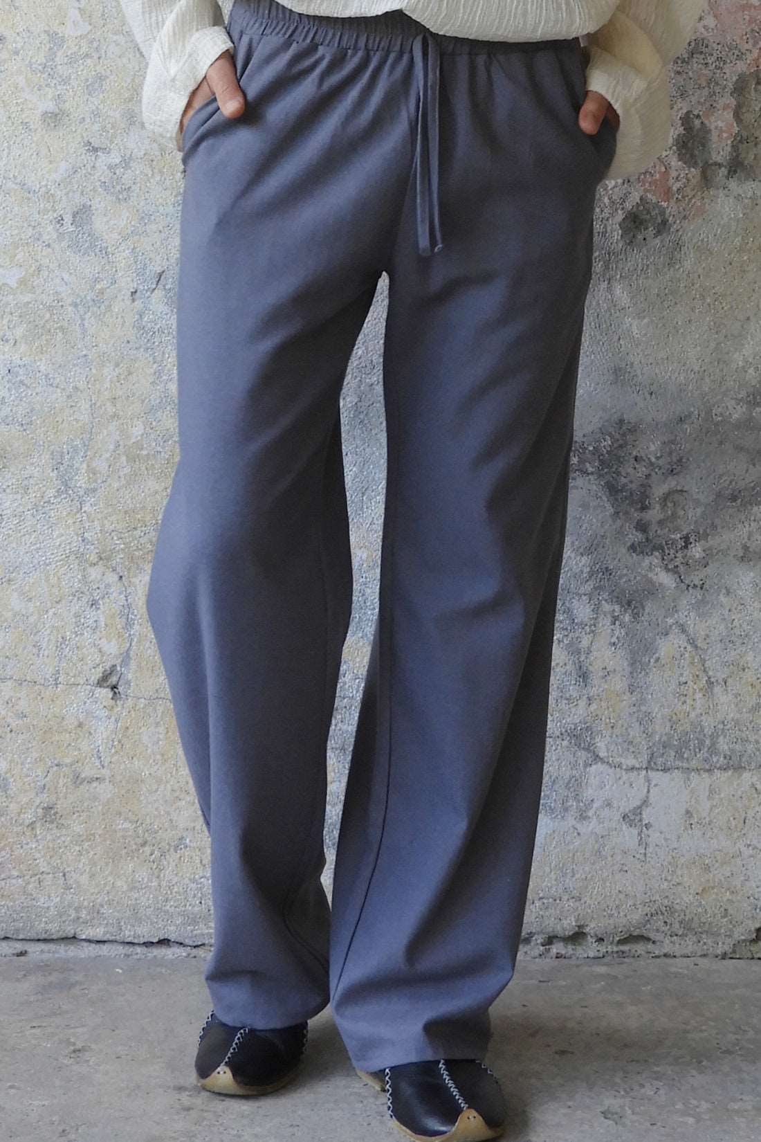 Sustainable  | BEACH Men's Linen Blend Pants (Dark Gray, Indigo Blue) by Odana's