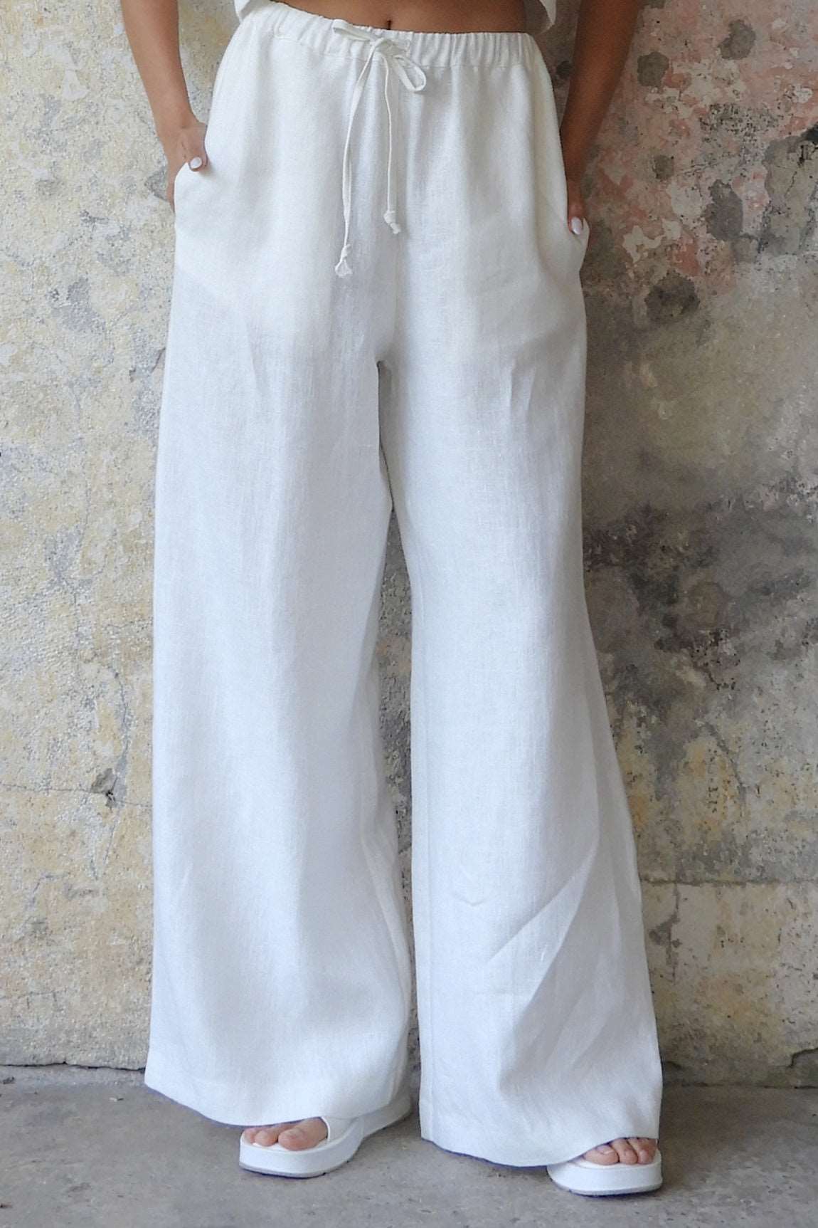 Sustainable  | CHAKRA White Women's Linen Pants by Odana's