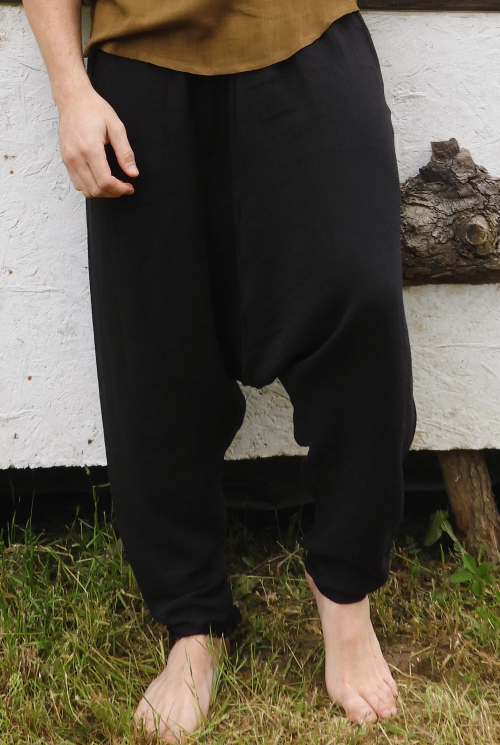 Odana's | Sustainable Gifts | RELAX Men's Organic Gauze Cotton Harem Pants (Black, Dark Blue) Black | Harem Pants | Sustainable Fashion