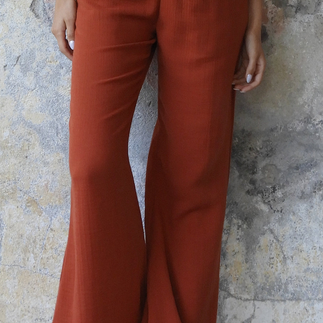 Odana's | Sustainable Gifts | PALAZZO Women's 2Layer Organic Gauze Cotton Pants (Green, Terra Cotta, Mustard, Brown) Terra Cotta | Palazzo Pants | Sustainable Fashion