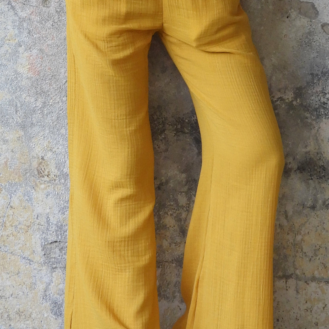 Odana's | Sustainable Gifts | PALAZZO Women's 2Layer Organic Gauze Cotton Pants (Green, Terra Cotta, Mustard, Brown) Mustard | Palazzo Pants | Sustainable Fashion