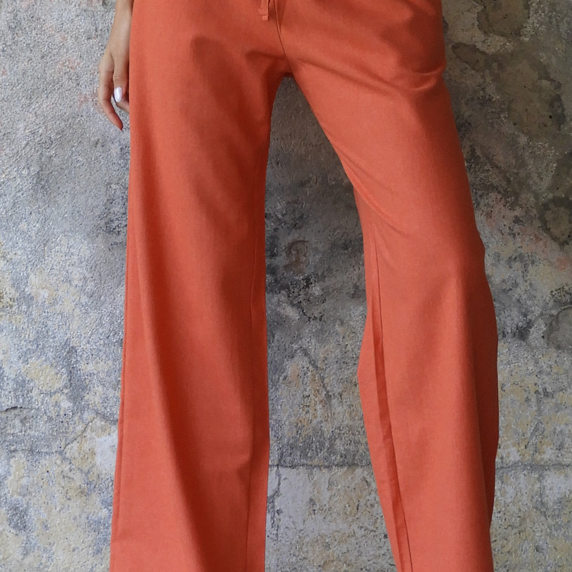 Odana's | Sustainable Gifts | TRINITY Linen Blend Women's Pants (Burnt Orange, Brown) Burnt Orange | Harem Pants | Sustainable Fashion