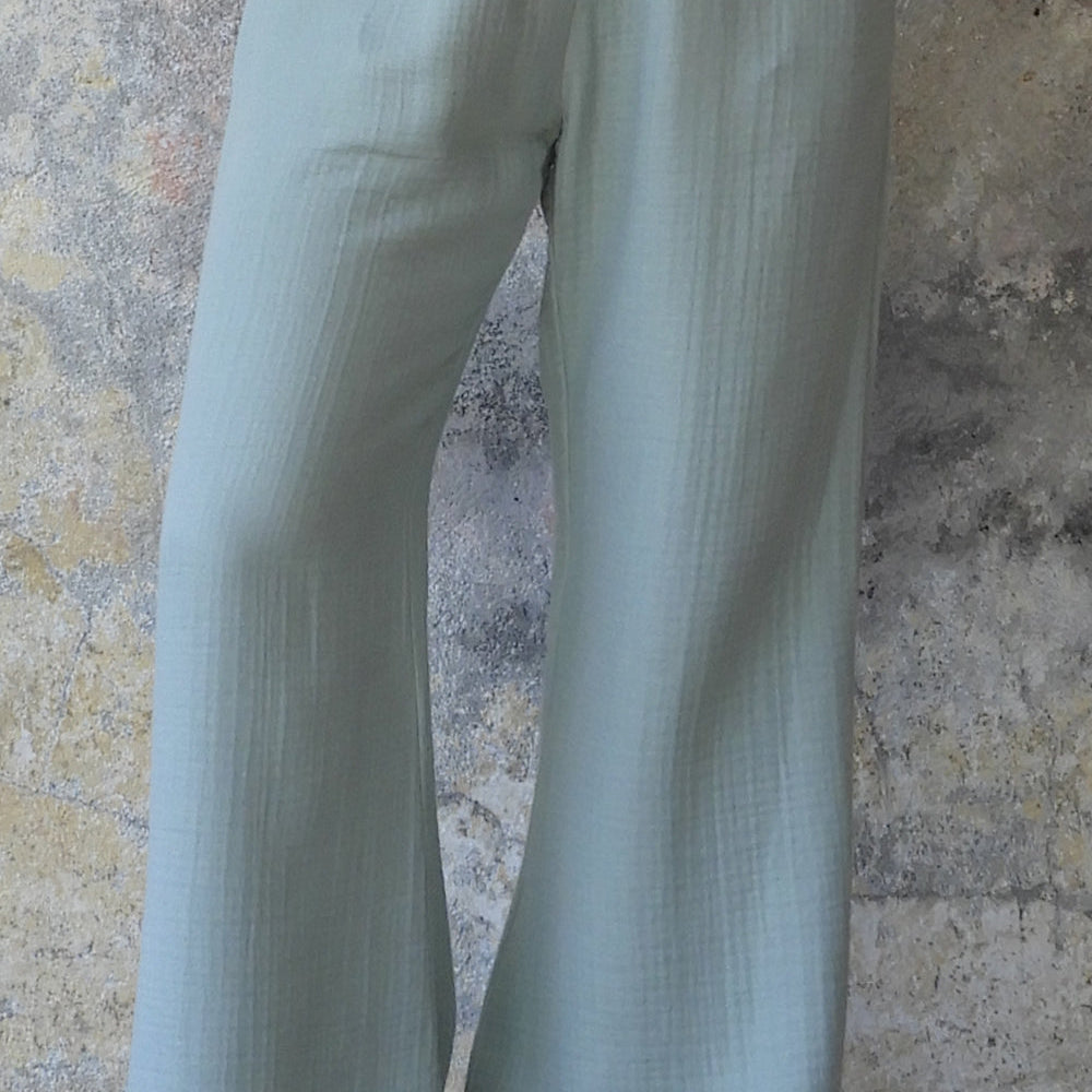 Odana's | Sustainable Gifts | PALAZZO Women's 4Layer Organic Gauze Cotton Pants Mint | Palazzo Pants | Sustainable Fashion