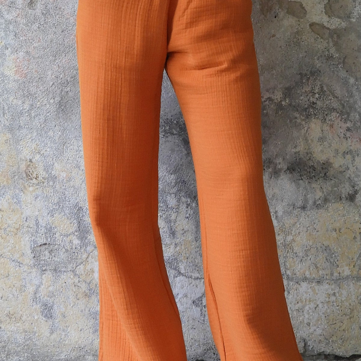 Odana's | Sustainable Gifts | PALAZZO Women's 4Layer Organic Gauze Cotton Pants Orange | Palazzo Pants | Sustainable Fashion