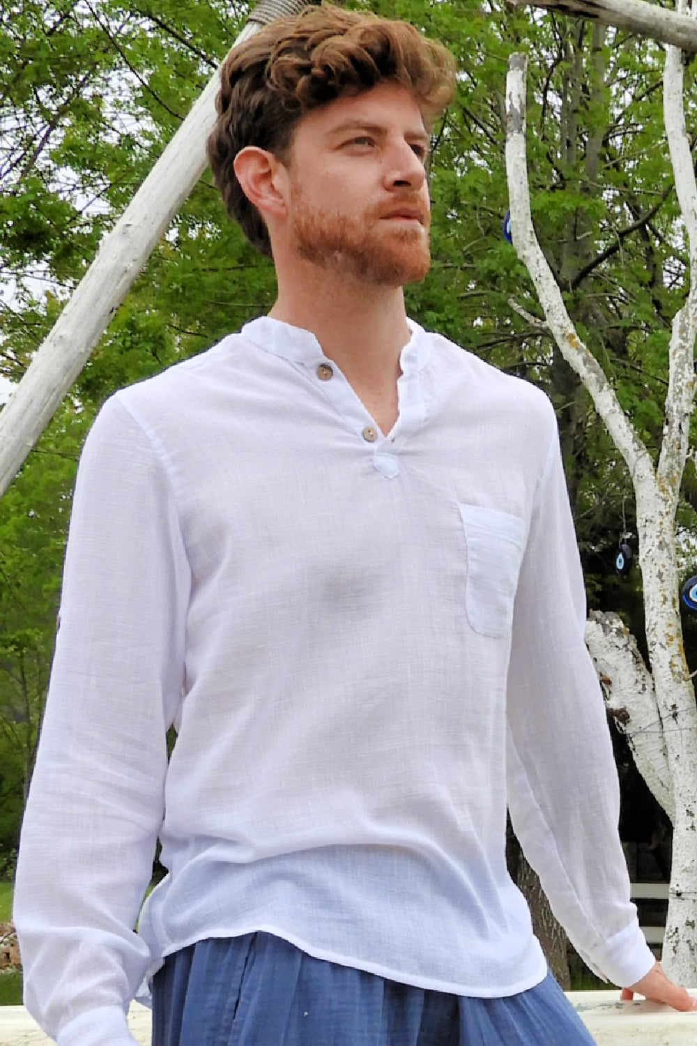 Odana's | ZEUS Men's Linen Blend Shirt White | Linen Shirt | Sustainable Fashion
