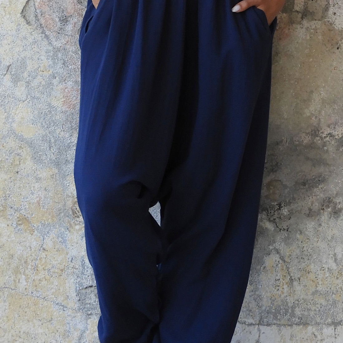 Odana's | Sustainable Gifts | TRIBAL Women's Organic Gauze Cotton Harem Pants (Brown, Dark Blue) Dark Blue | Harem Pants | Sustainable Fashion