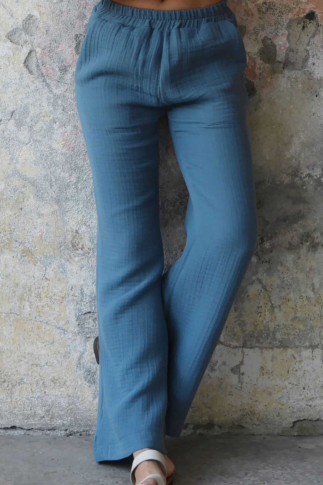 Odana's | PALAZZO Women's 4Layer Gauze Cotton Pants Indigo Blue | Palazzo Pants | Sustainable Fashion