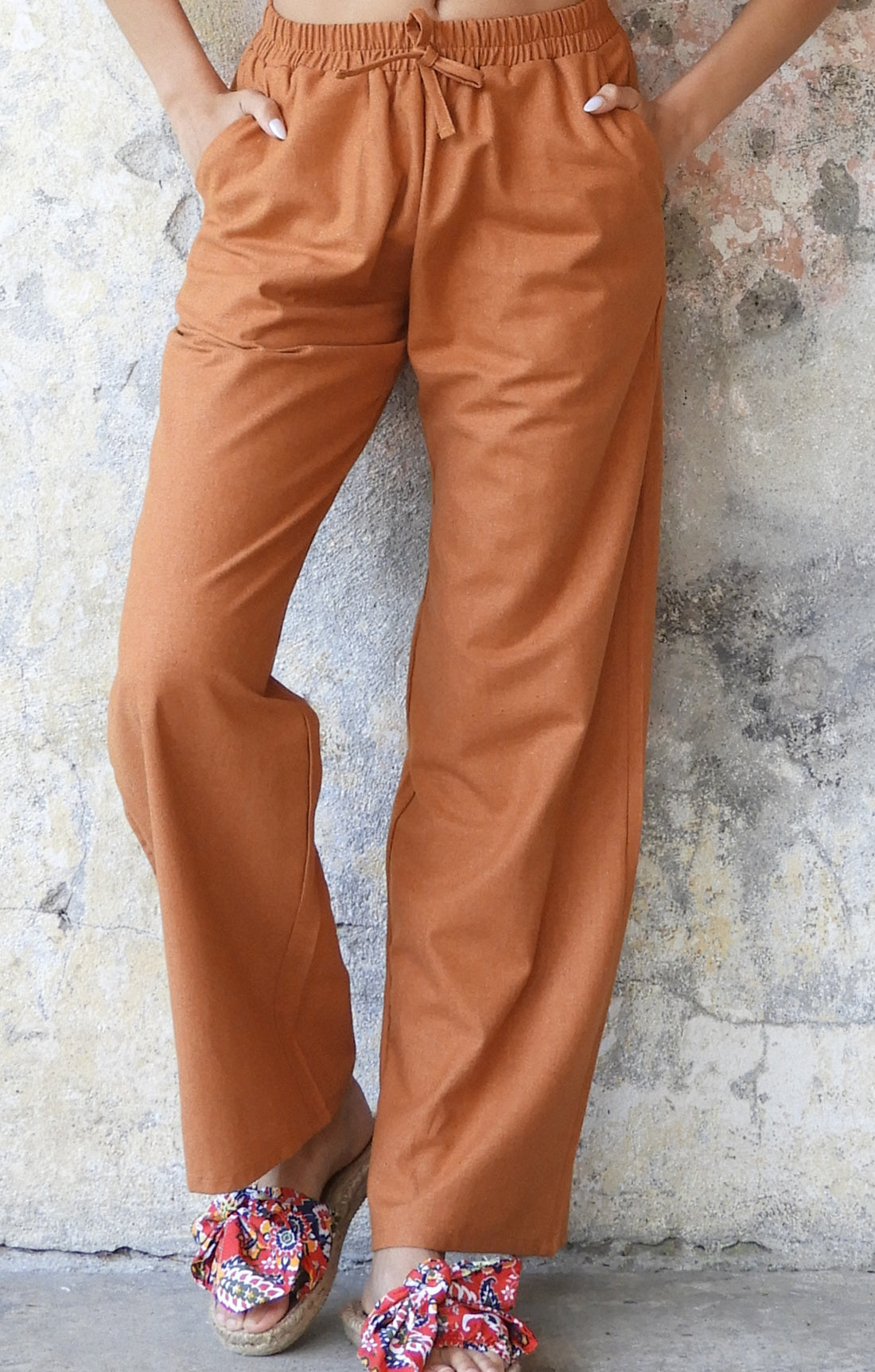 TRINITY Linen Blend Women's Pants (Almond Green, Dark Gray, Windsor Tan) -  XS / Medium / Windsor Tan