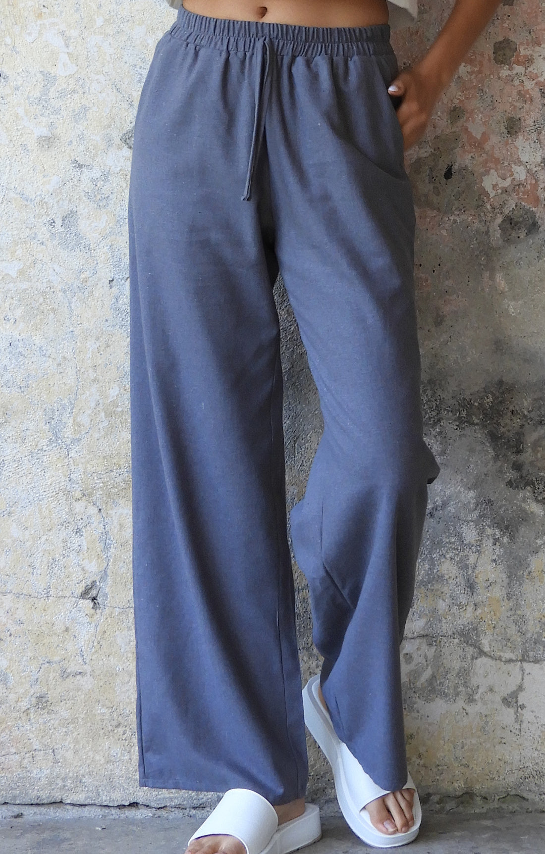 Odana's | Sustainable Gifts | TRINITY Linen Blend Women's Pants (Almond Green, Dark Gray, Windsor Tan) Dark Gray | Linen Pants | Sustainable Fashion