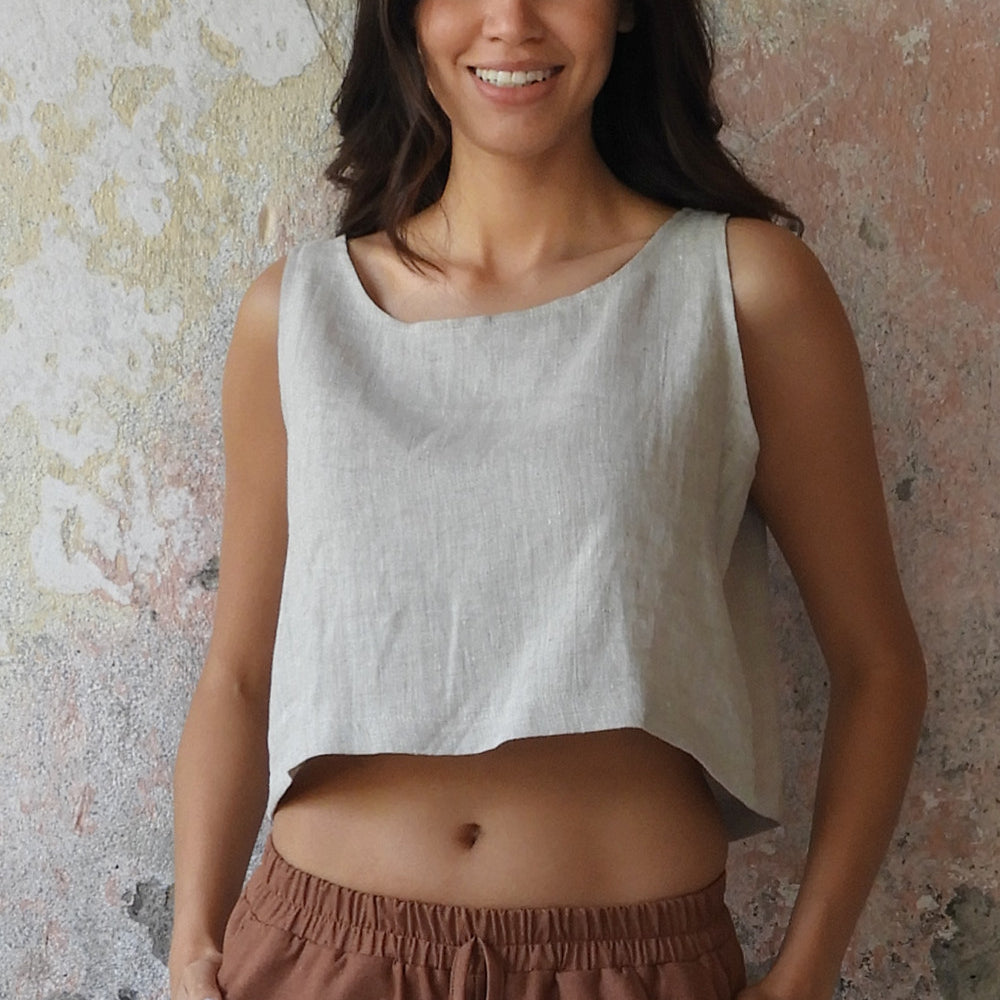 Odana's | Sustainable Gifts | PURE Women's Linen Top Beige | Tops | Sustainable Fashion