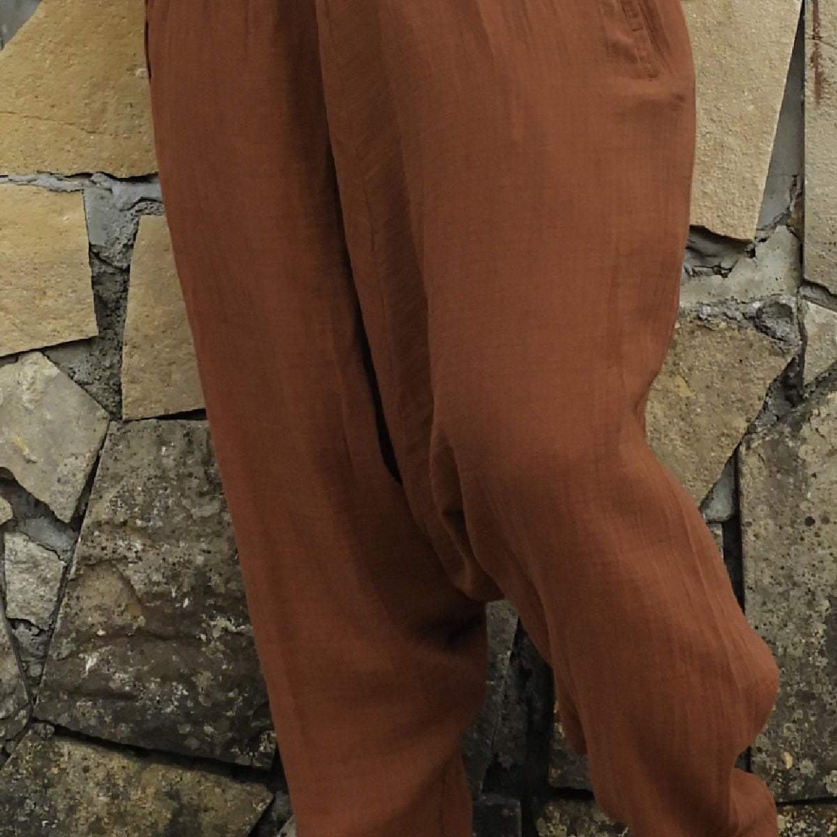 Odana's | Sustainable Gifts | TRIBAL Gender Neutral Organic Gauze Cotton Harem Pants (Brown, Gray) Brown | Harem Pants | Sustainable Fashion