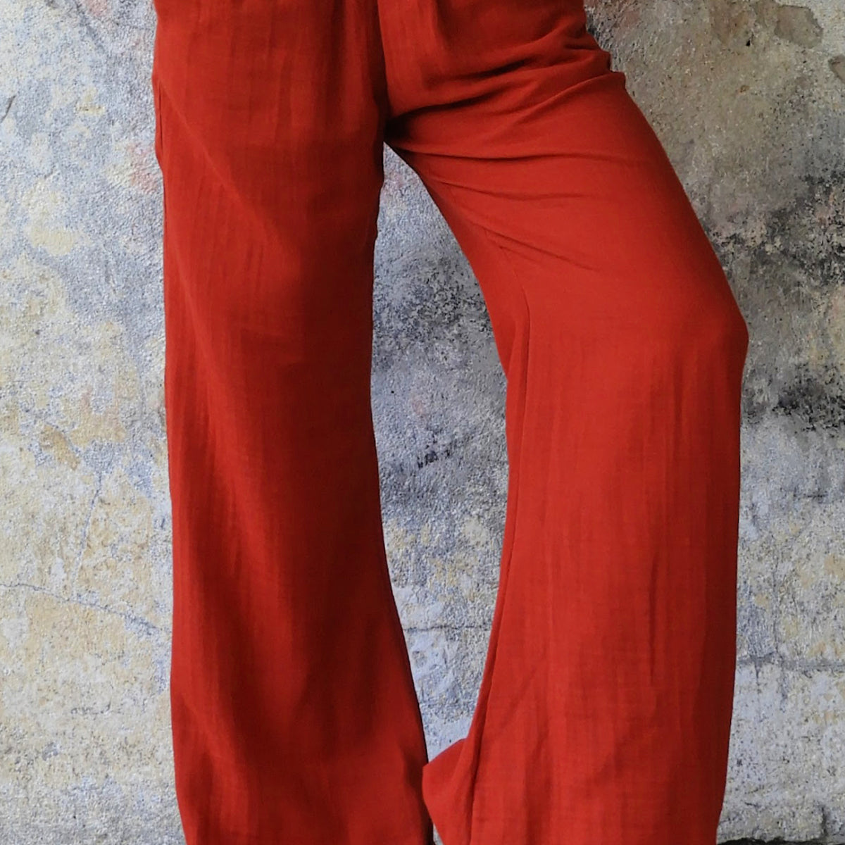Odana's | Sustainable Gifts | PALAZZO Women's 2Layer Organic Gauze Cotton Pants (Red, Dark Blue, Caramel, Sage Green) Red | Palazzo Pants | Sustainable Fashion