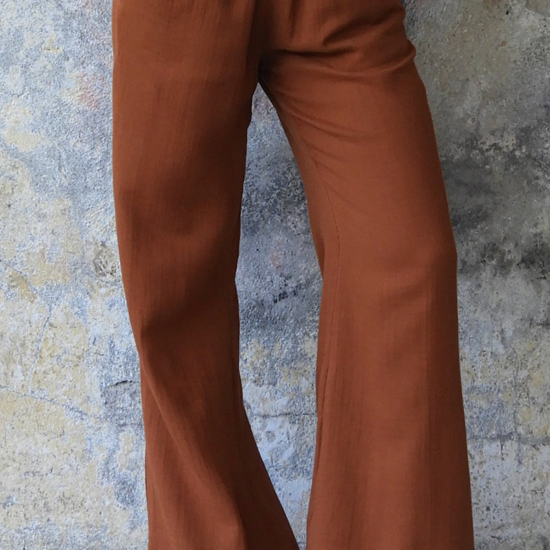 Odana's | Sustainable Gifts | PALAZZO Women's 2Layer Organic Gauze Cotton Pants (Green, Terra Cotta, Mustard, Brown) Brown | Palazzo Pants | Sustainable Fashion