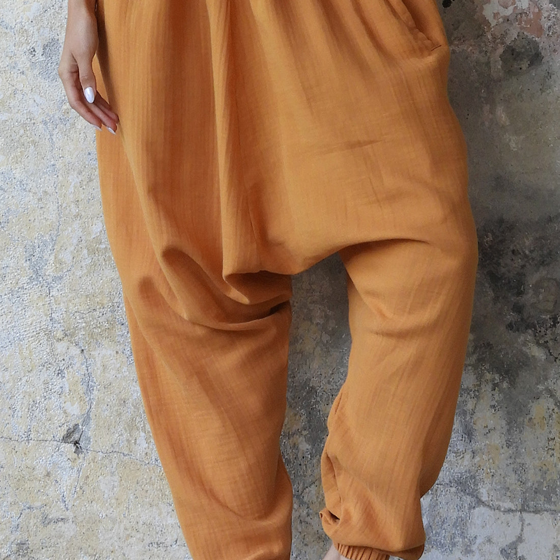 Odana's | Sustainable Gifts | TRIBAL Women's Organic Gauze Cotton Harem Pants (Caramel, Mint Green) Caramel | Harem Pants | Sustainable Fashion