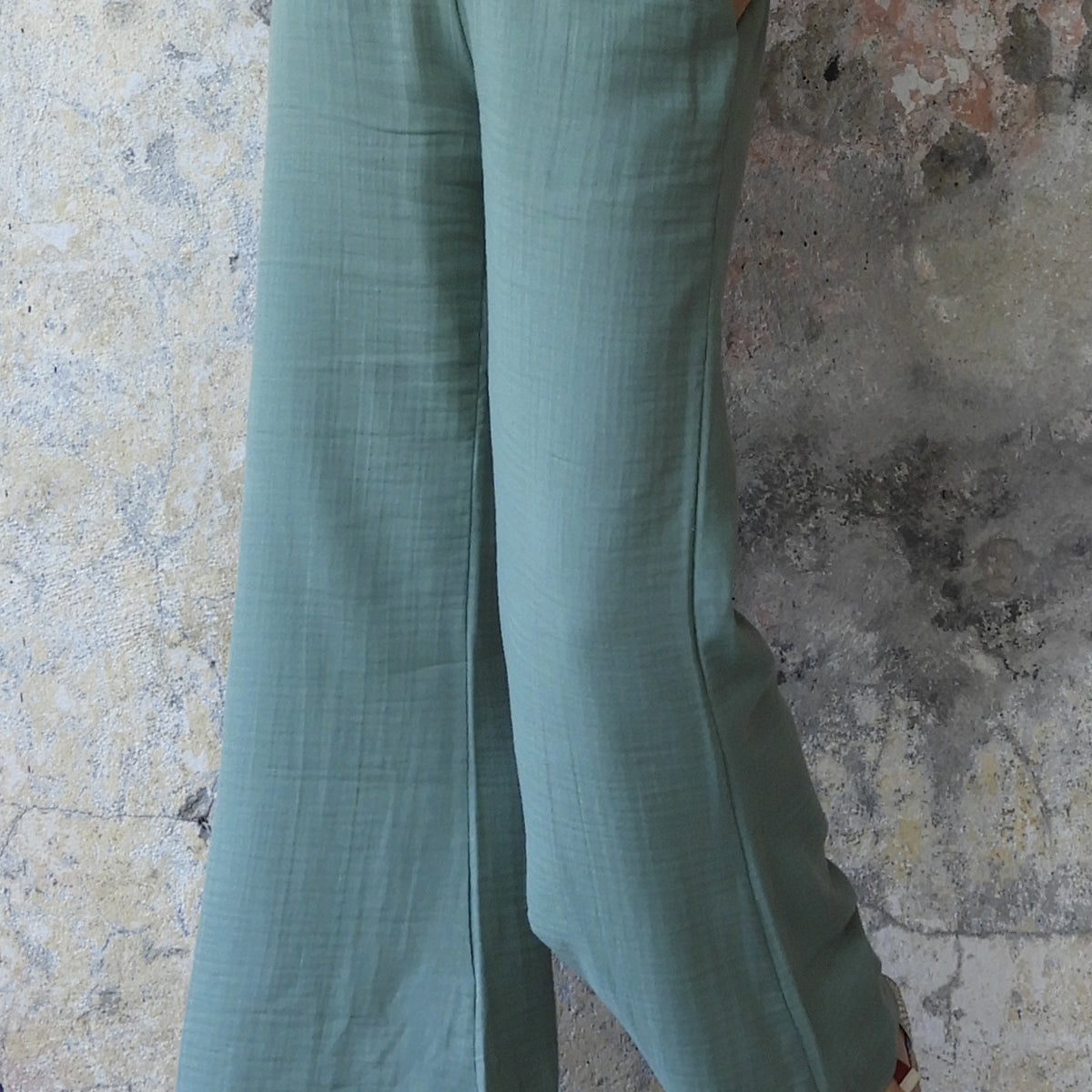 Odana's | Sustainable Gifts | PALAZZO Women's 2Layer Organic Gauze Cotton Pants (Red, Dark Blue, Caramel, Sage Green) Sage Green | Palazzo Pants | Sustainable Fashion