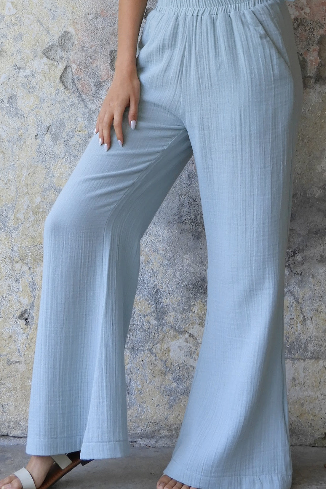 Odana's | PALAZZO Women's 2Layer Gauze Cotton Pants (Blue, Mint) Blue | Palazzo Pants | Sustainable Fashion