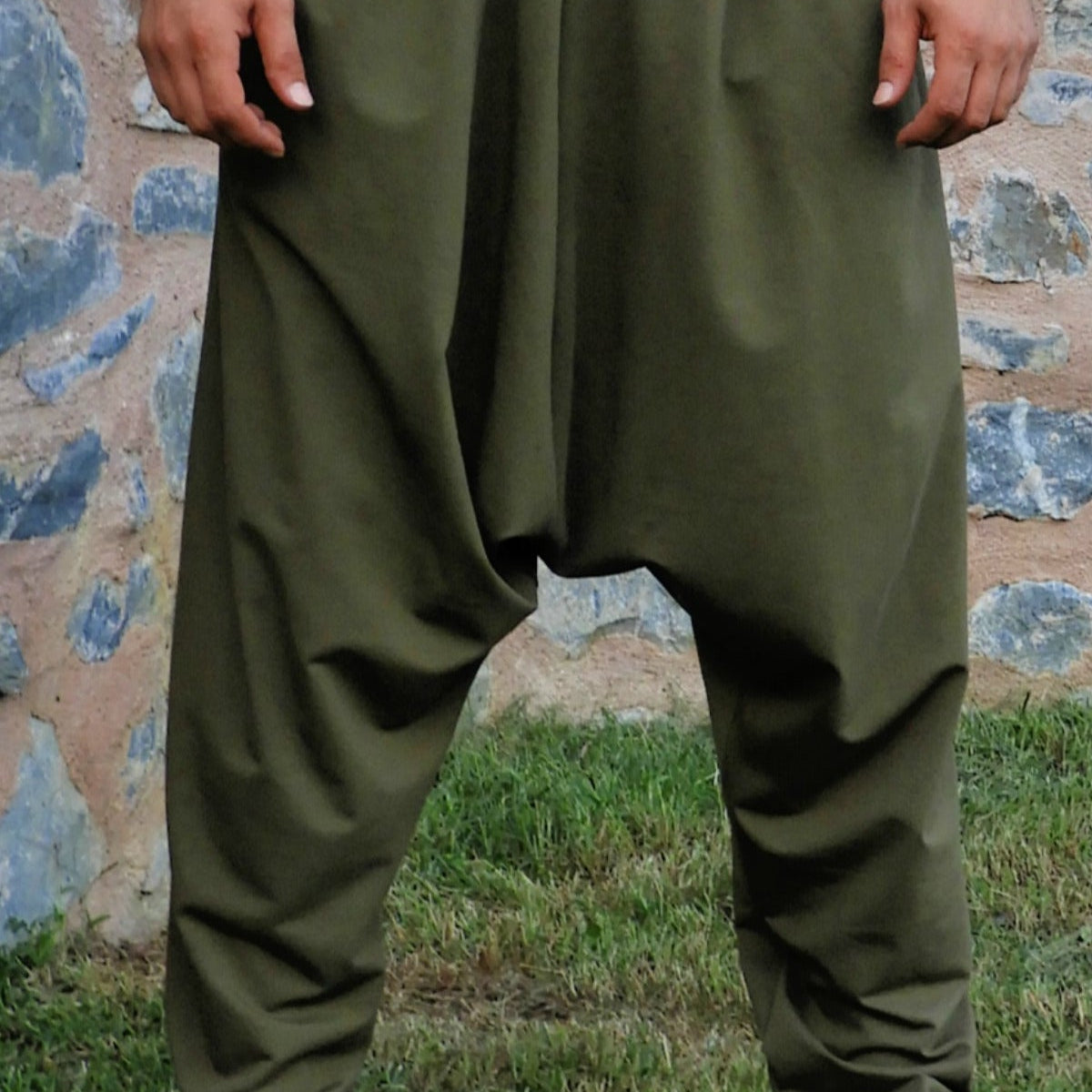 Odana's | Sustainable Gifts | SNOW Men's Harem Pants For Winter (Black, Green) Green | Harem Pants | Sustainable Fashion