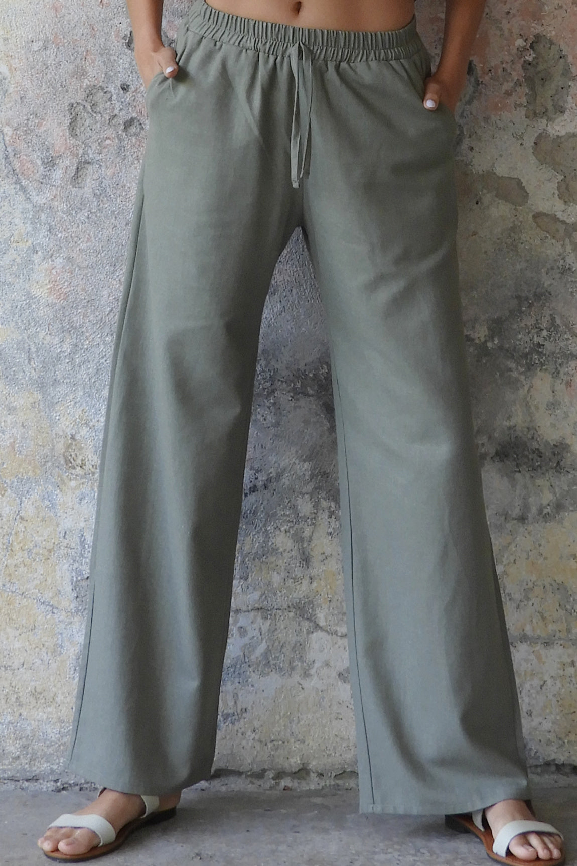Odana's | TRINITY Linen Blend Women's Pants (Almond Green, Dark Gray, Windsor Tan) Green Almond | Linen Pants | Sustainable Fashion