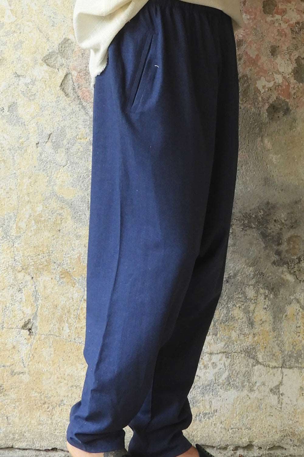 Sustainable  | MOON Women's Linen Blend Harem Pants (Beige, Indigo Blue) by Odana's