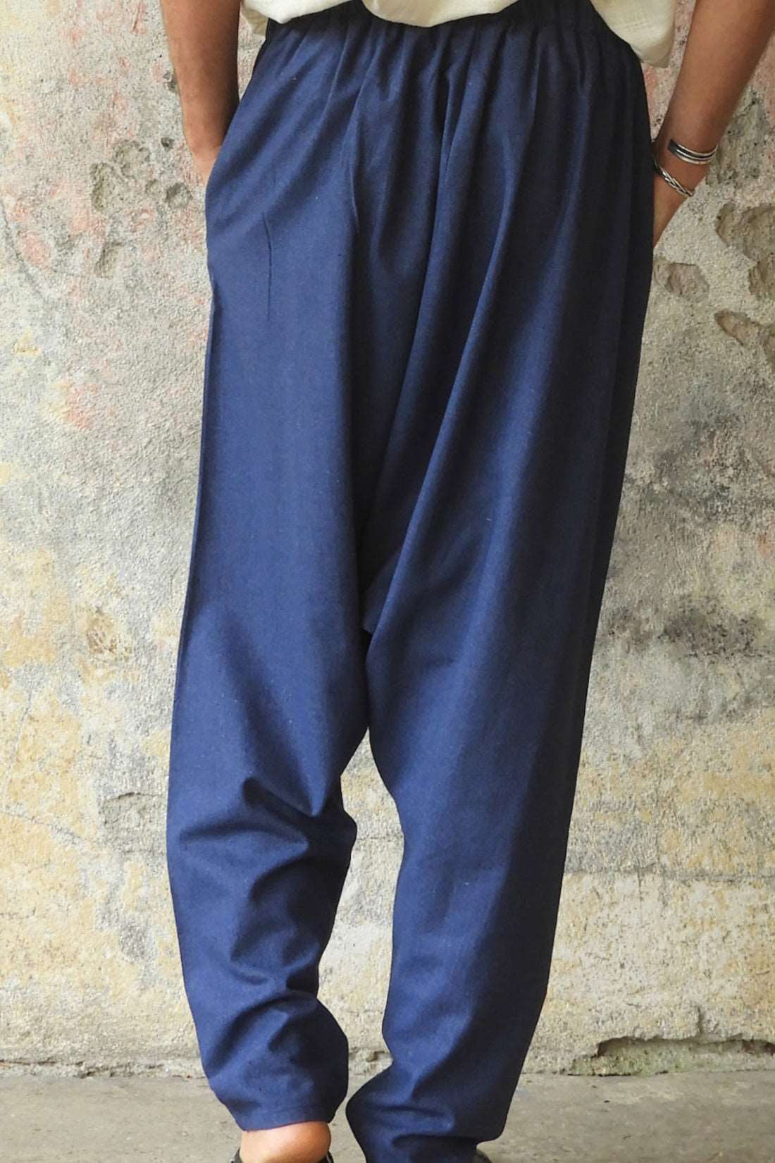 Odana's | MOON Women's Linen Blend Harem Pants (Beige, Indigo Blue) | Linen Harem Pants | Sustainable Fashion