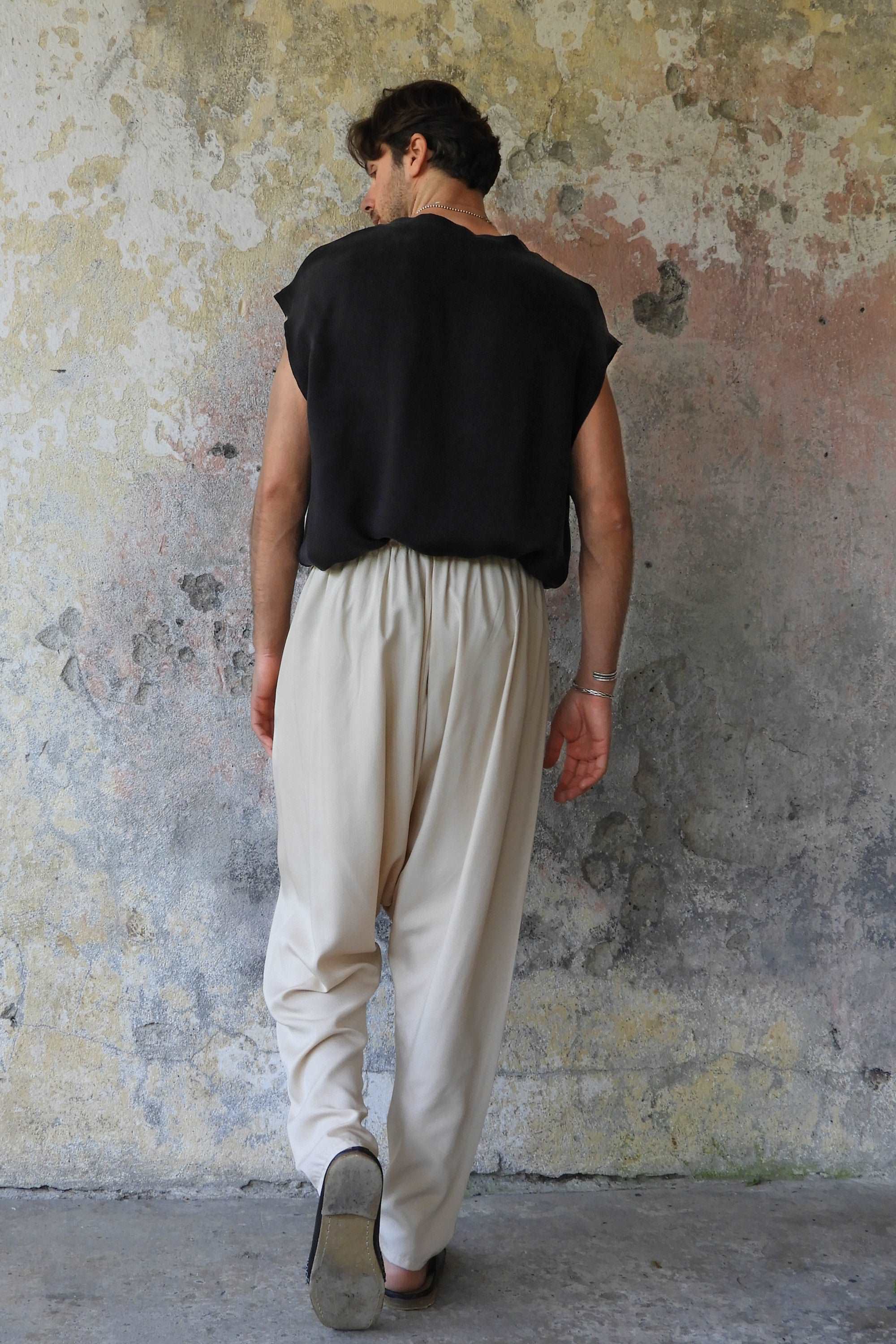Odana's | Sustainable Gifts | BASIC Men's Harem Pants (Dark Cream, Army Green) | Harem Pants | Sustainable Fashion