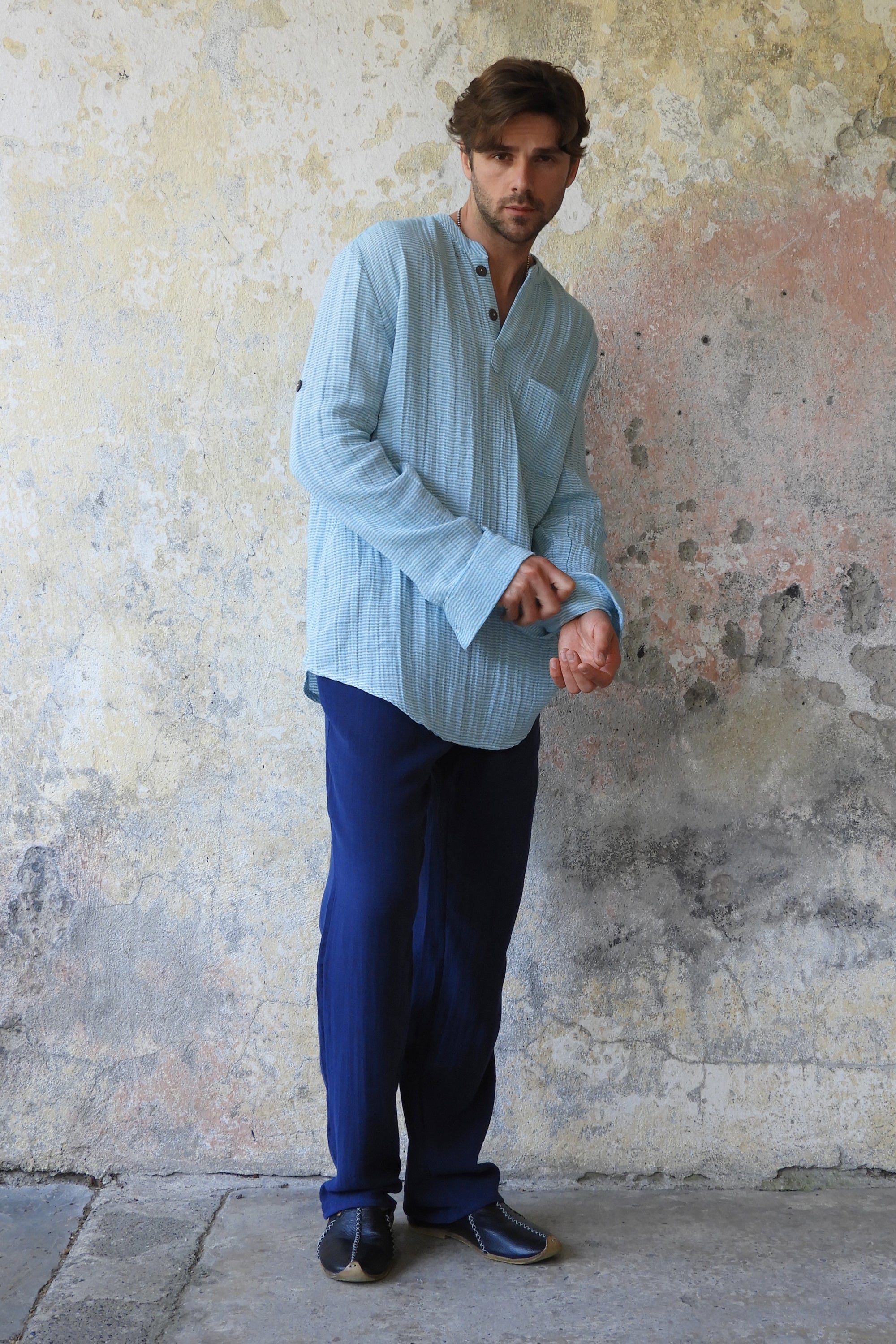 Odana's | Sustainable Gifts | OCEAN Men's Gauze Organic Cotton Shirt | Cotton Shirts | Sustainable Fashion
