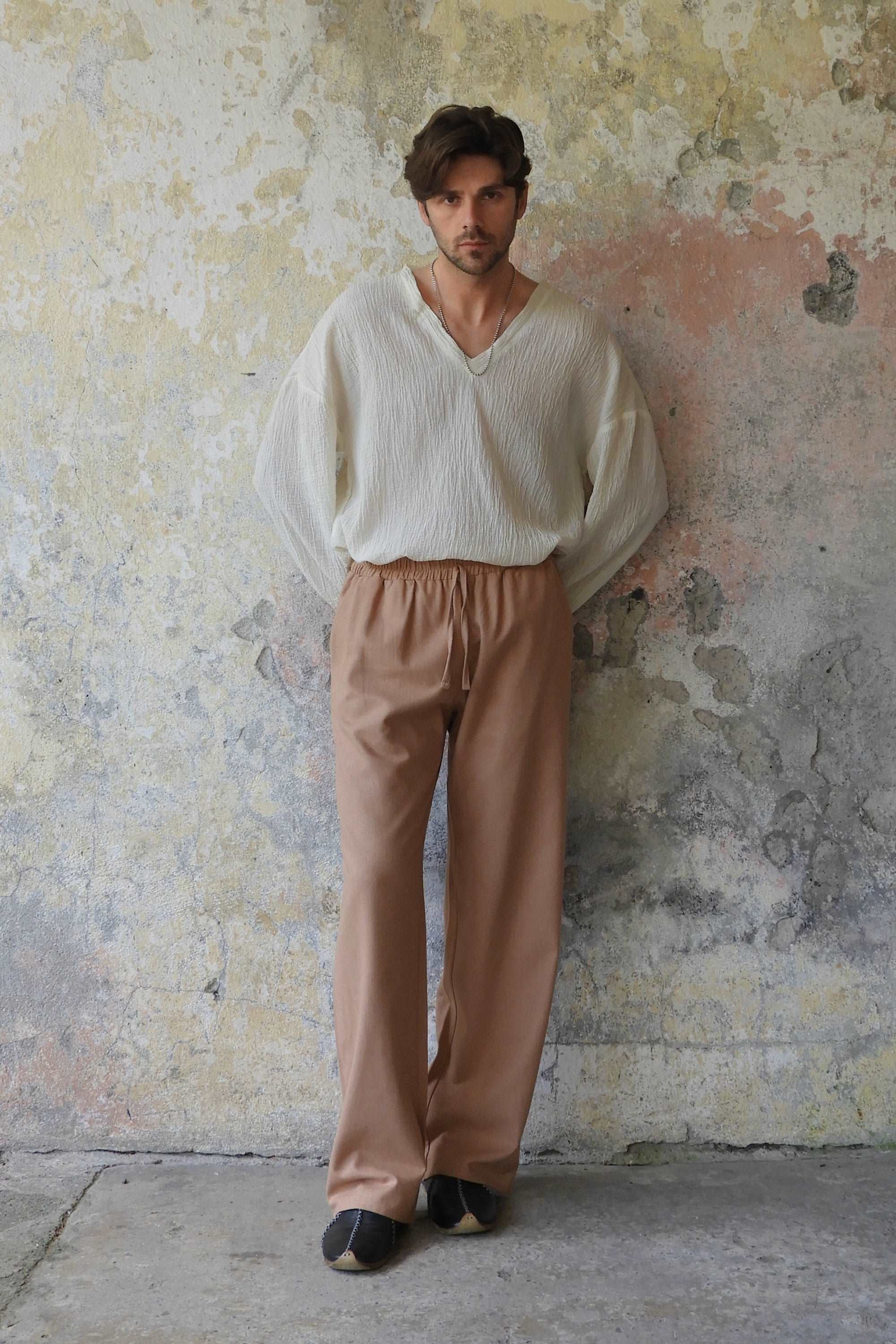 Odana's | Sustainable Gifts | BEACH Men's Linen Blend Pants (Tan, Brown) | Linen Pants | Sustainable Fashion