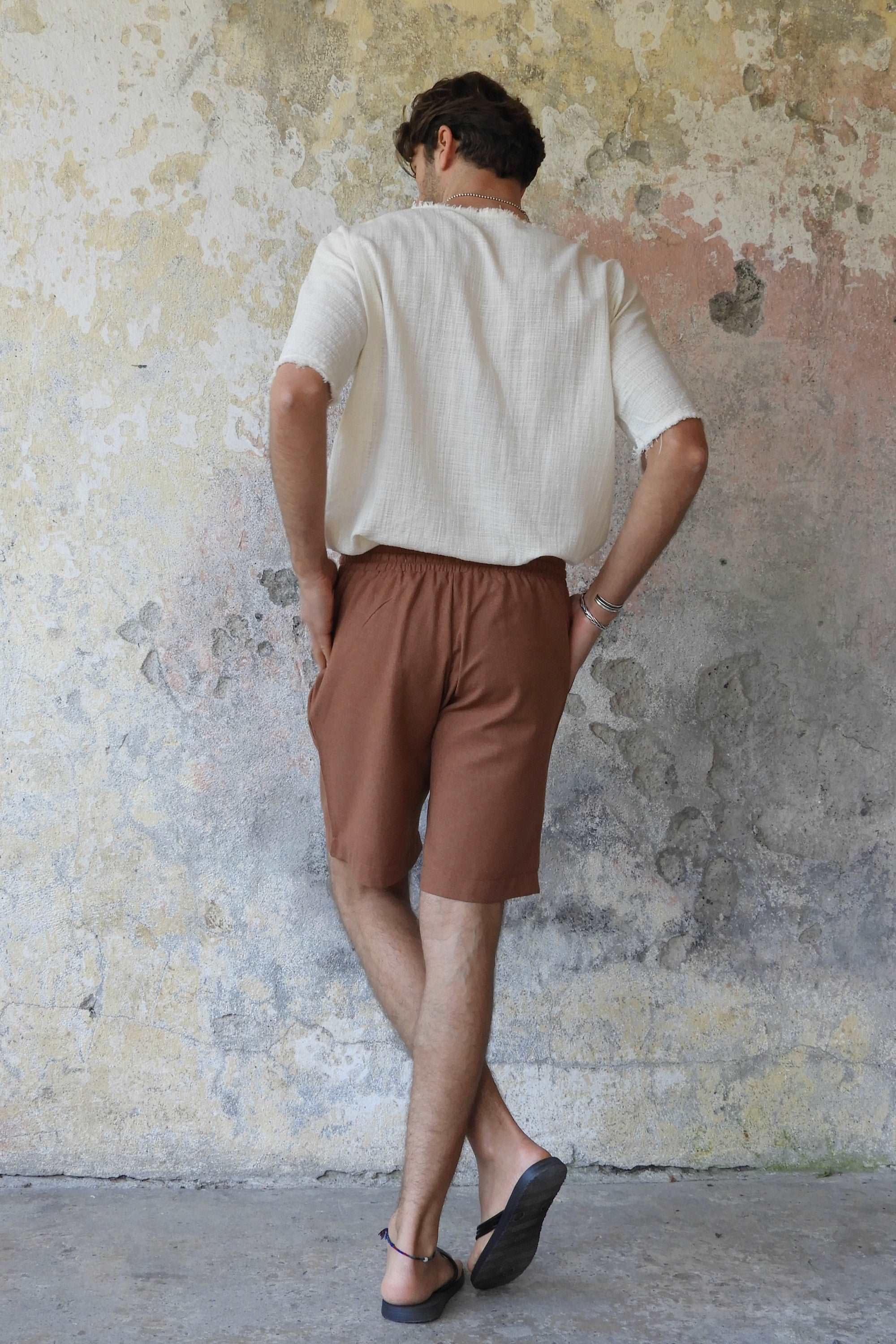 Odana's | BOREAS Linen Blend Shorts Man (Brown, Almond Green, Dark Gray) | Linen Pants | Sustainable Fashion