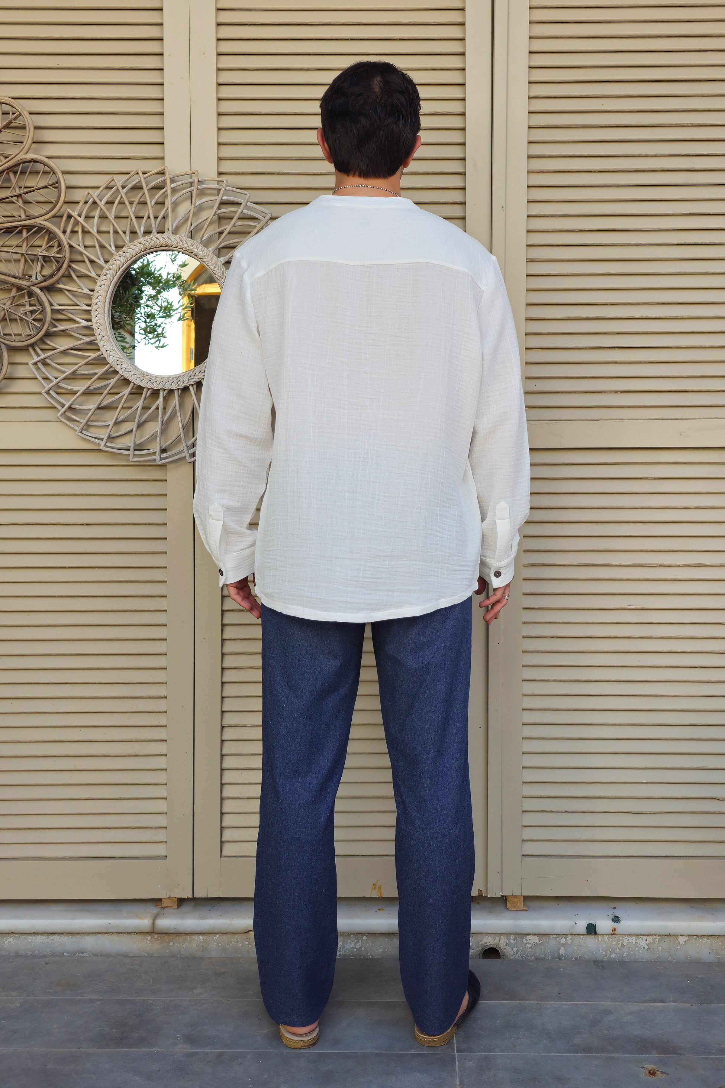 Odana's | Sustainable Gifts | ZEUS Men's Double Gauze Shirt (White) | Shirts | Sustainable Fashion