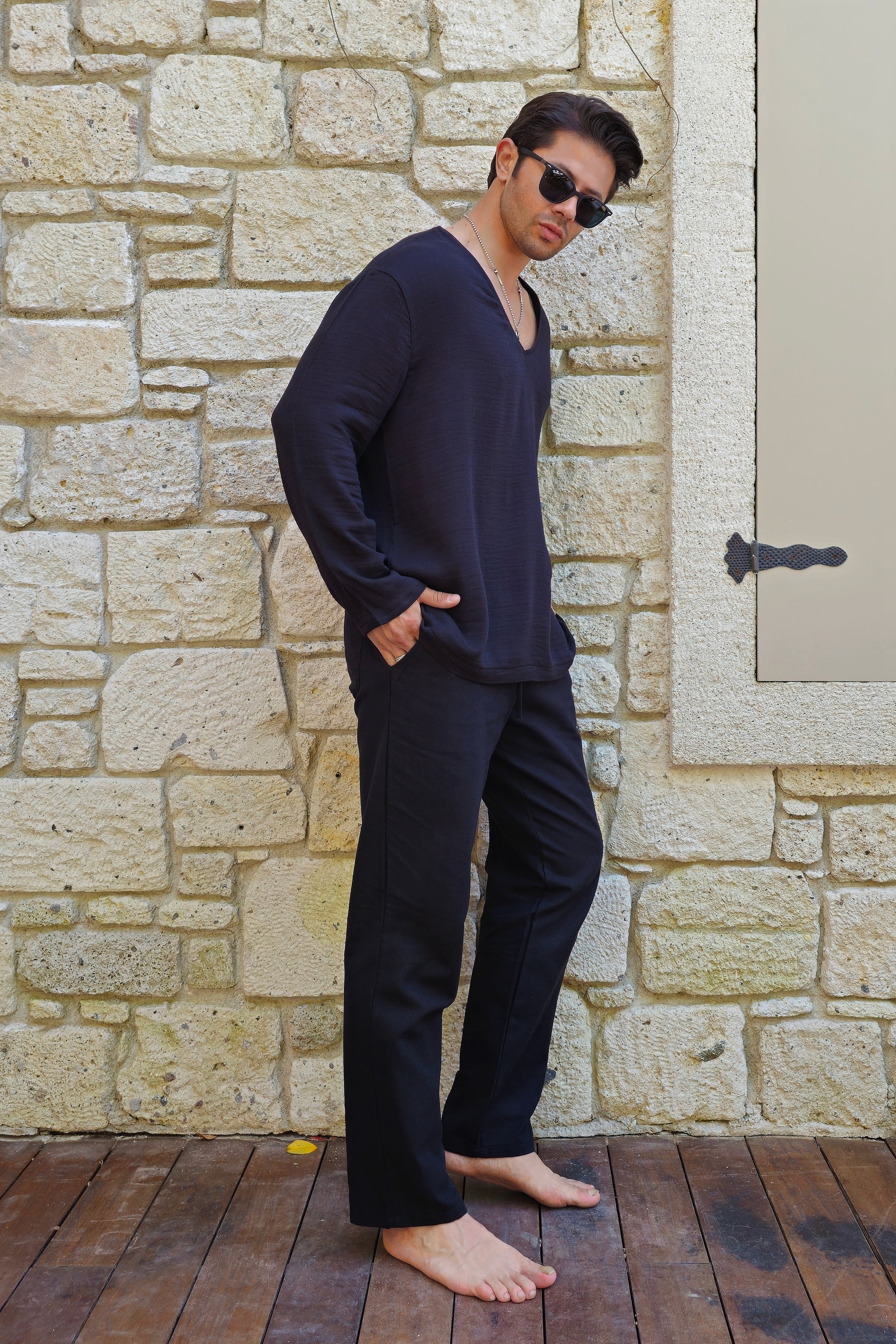 Odana's | Sustainable Gifts | ACHILLES Bamboo & Organic Cotton Shirt (Light Brown, Black) | Shirts | Sustainable Fashion