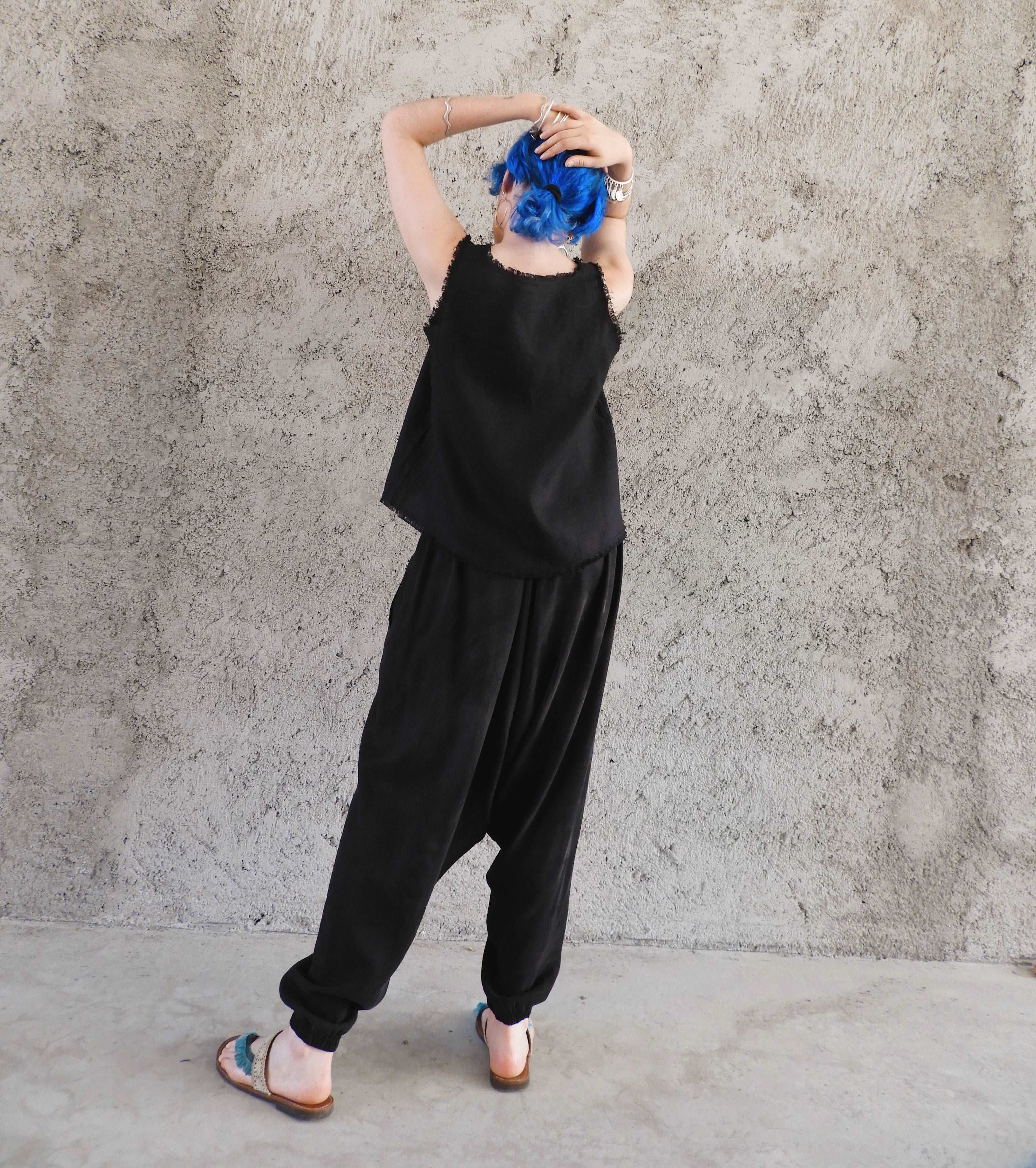 Sustainable  | BREATH Women's Cotton Harem Pants (Black, Blue) by Odana's