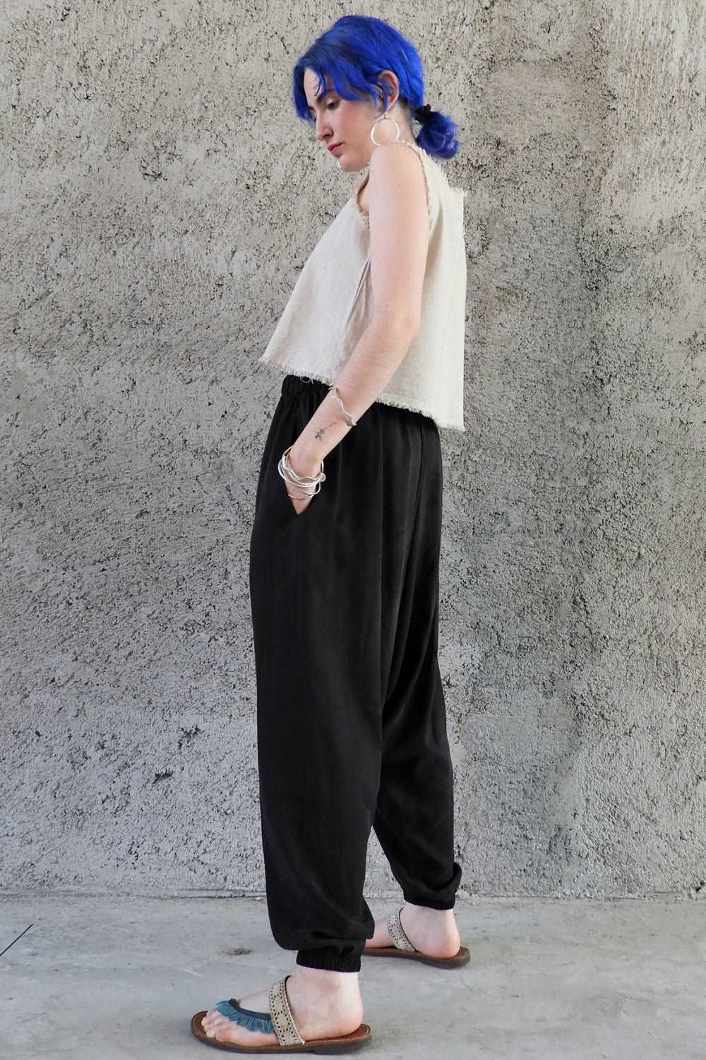 Odana's | Sustainable Gifts | BREATH Women's Organic Cotton Harem Pants (Black, Blue) | Harem Pants | Sustainable Fashion
