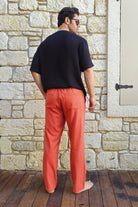 Odana's | Sustainable Gifts | POSEIDON Eco-Friendly Linen & Cotton Blend Drawstring Pants (Burnt Orange, Terra Cotta) | POSEIDON Eco-Friendly Linen & Cotton Blend Drawstring Pants | Sustainable Fashion