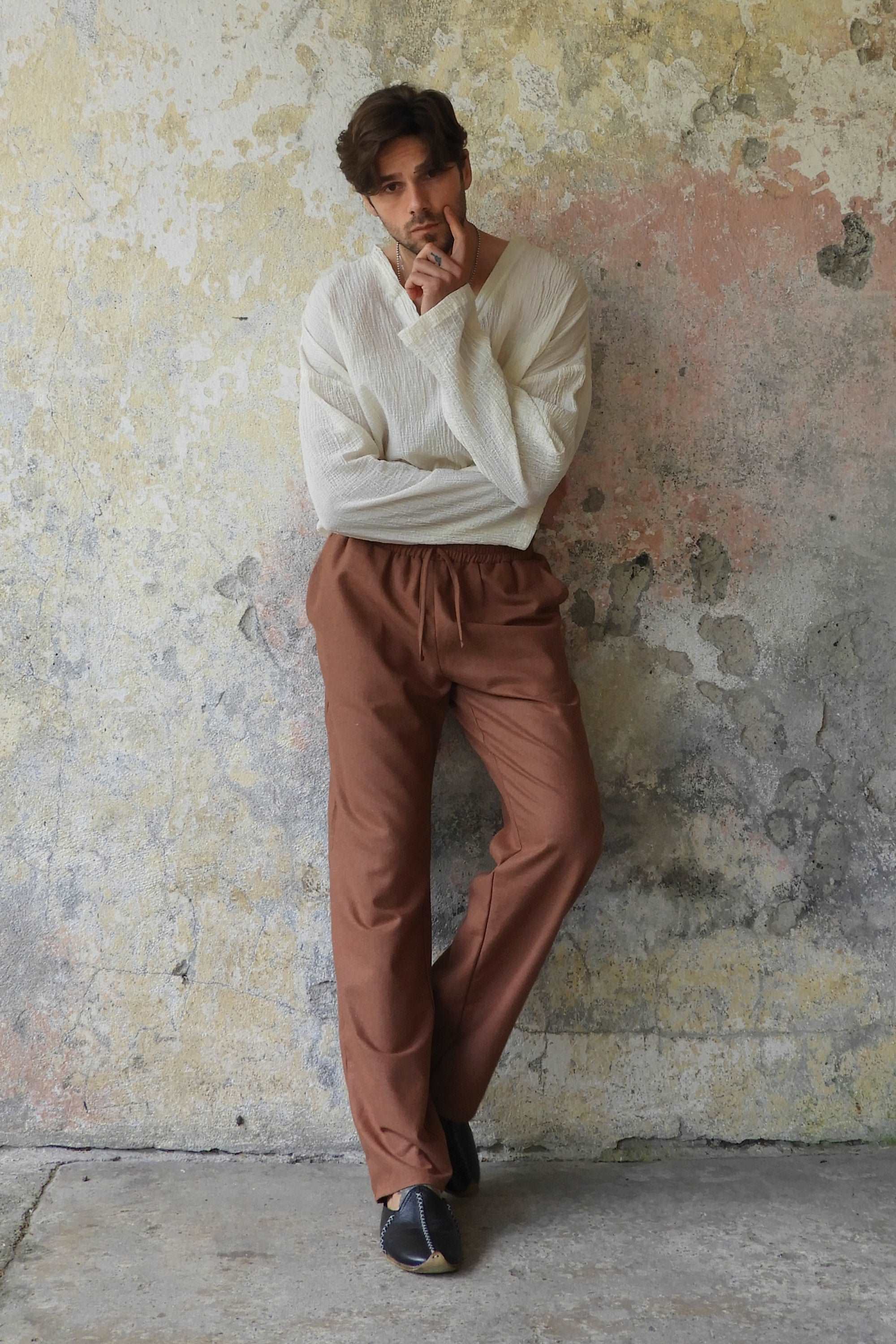 Odana's | Sustainable Gifts | BEACH Men's Linen Blend Pants (Tan, Brown) | Linen Pants | Sustainable Fashion